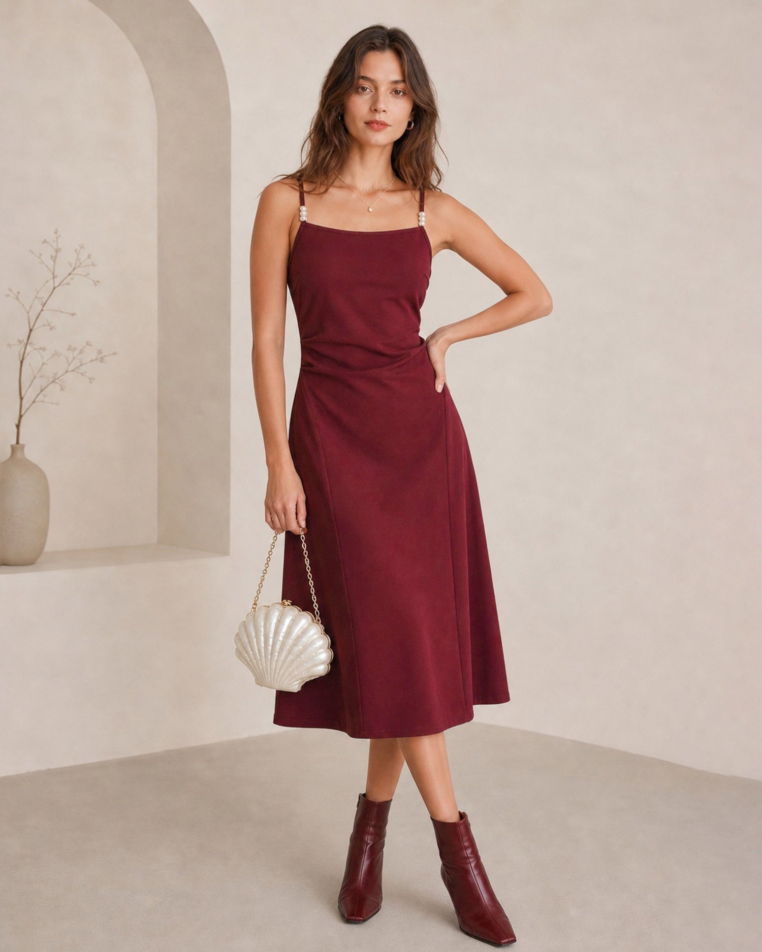Women's Knitted Polyester Midi Dresses - RIHOAS