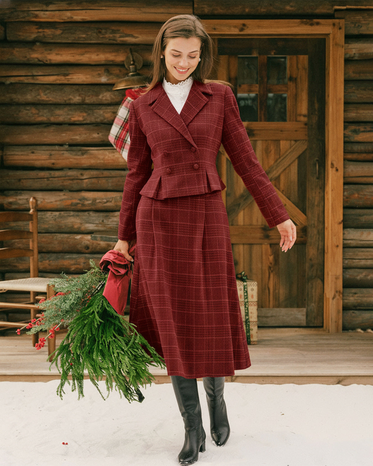 Women's Knitted Polyester Midi Skirt Bottoms - RIHOAS
