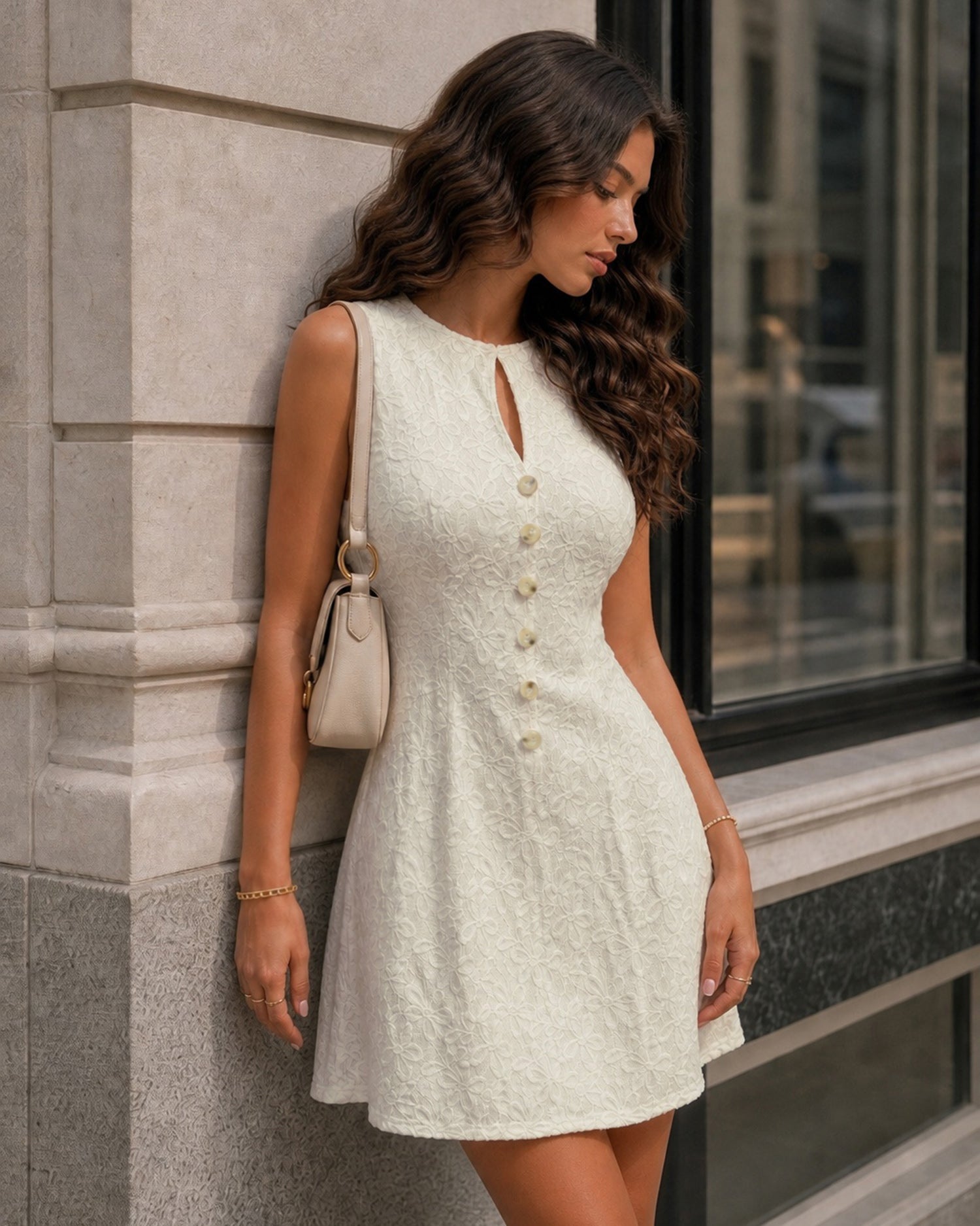 Women's Knitted Polyester Mini Dresses - RIHOAS
