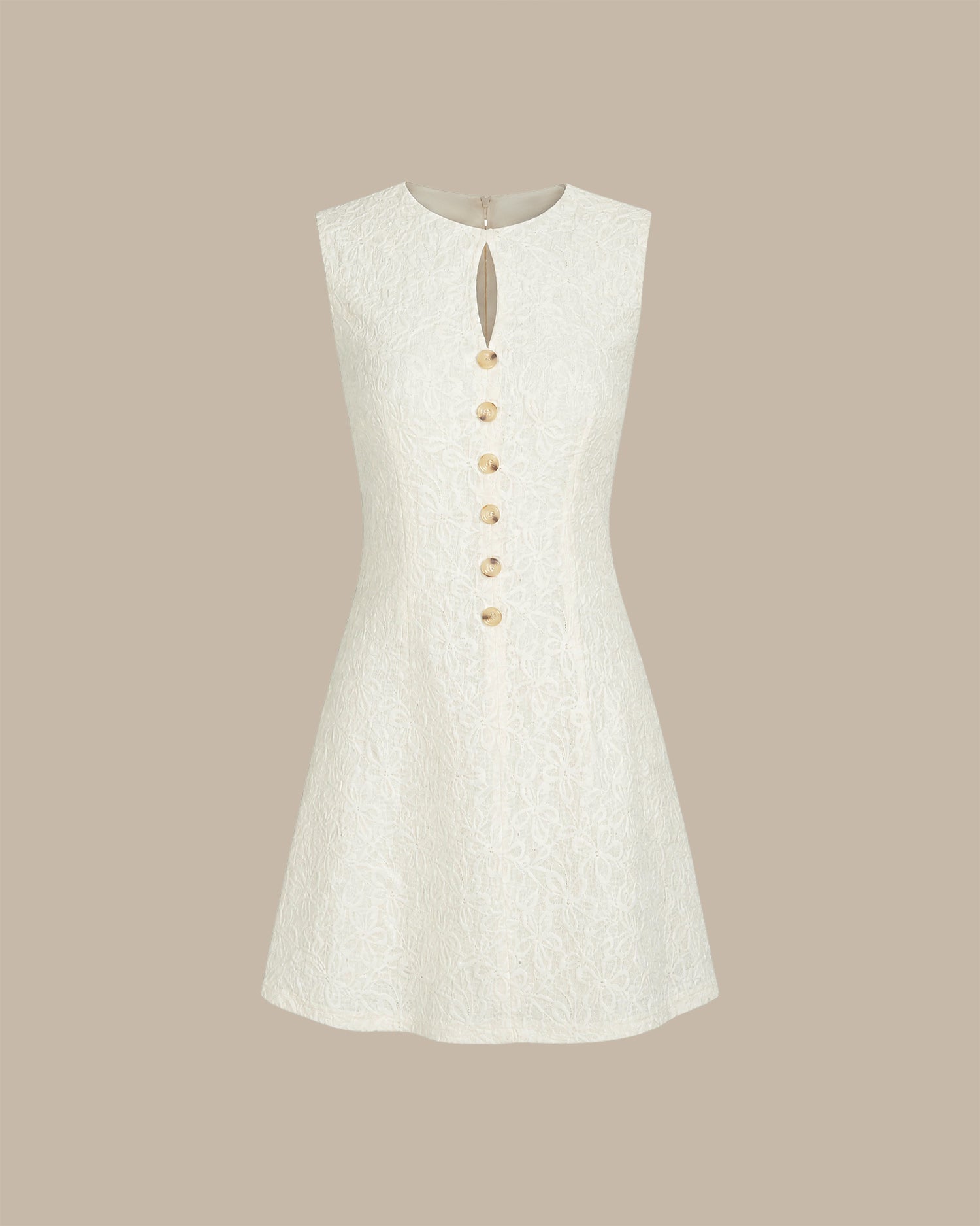 Apricot Sleeveless Jacquard Mini Dress 05