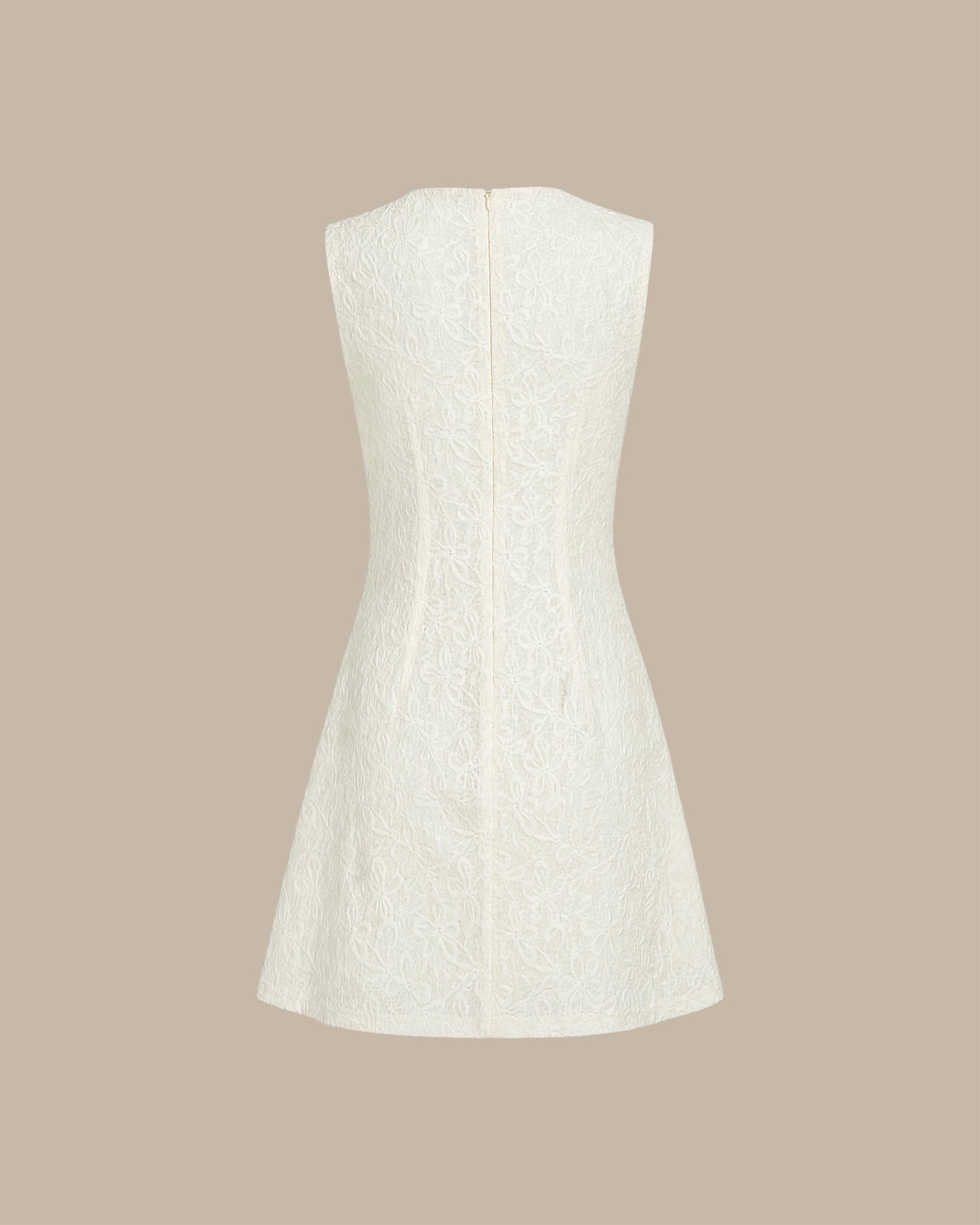 Apricot Sleeveless Jacquard Mini Dress 06