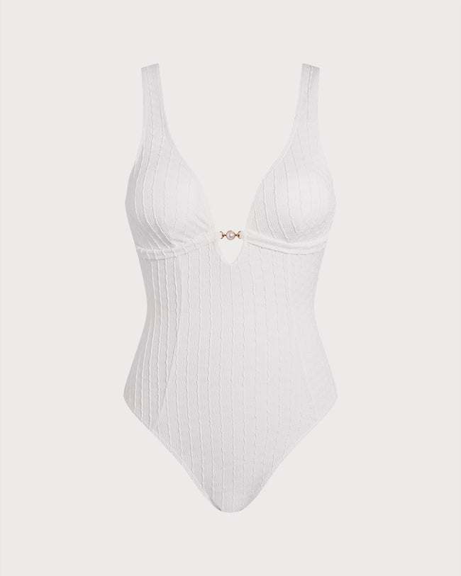 Women's Knitted Polyester One-Pieces White One-Pieces - RIHOAS