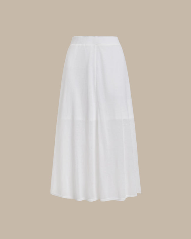 Women's Knitted Polyester Skirt White Bottoms - RIHOAS