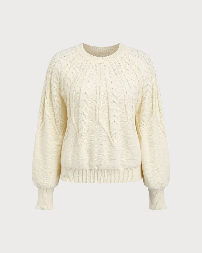 Women's Knitted Polyester Sweater Apricot Tops - RIHOAS