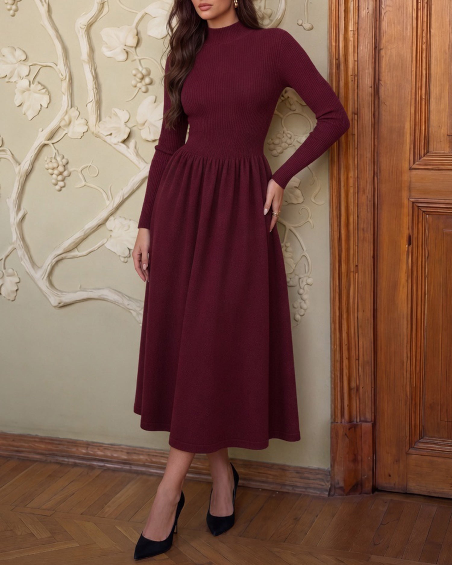 Women's Knitted Polyester Sweater Dress - RIHOAS