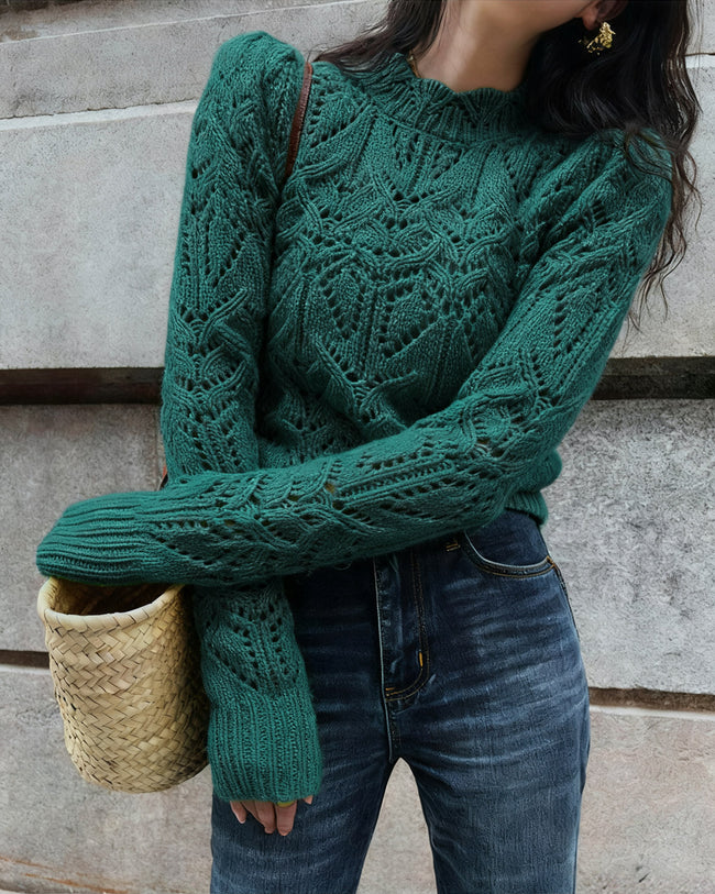 Women's Knitted Polyester Sweater Tops - RIHOAS