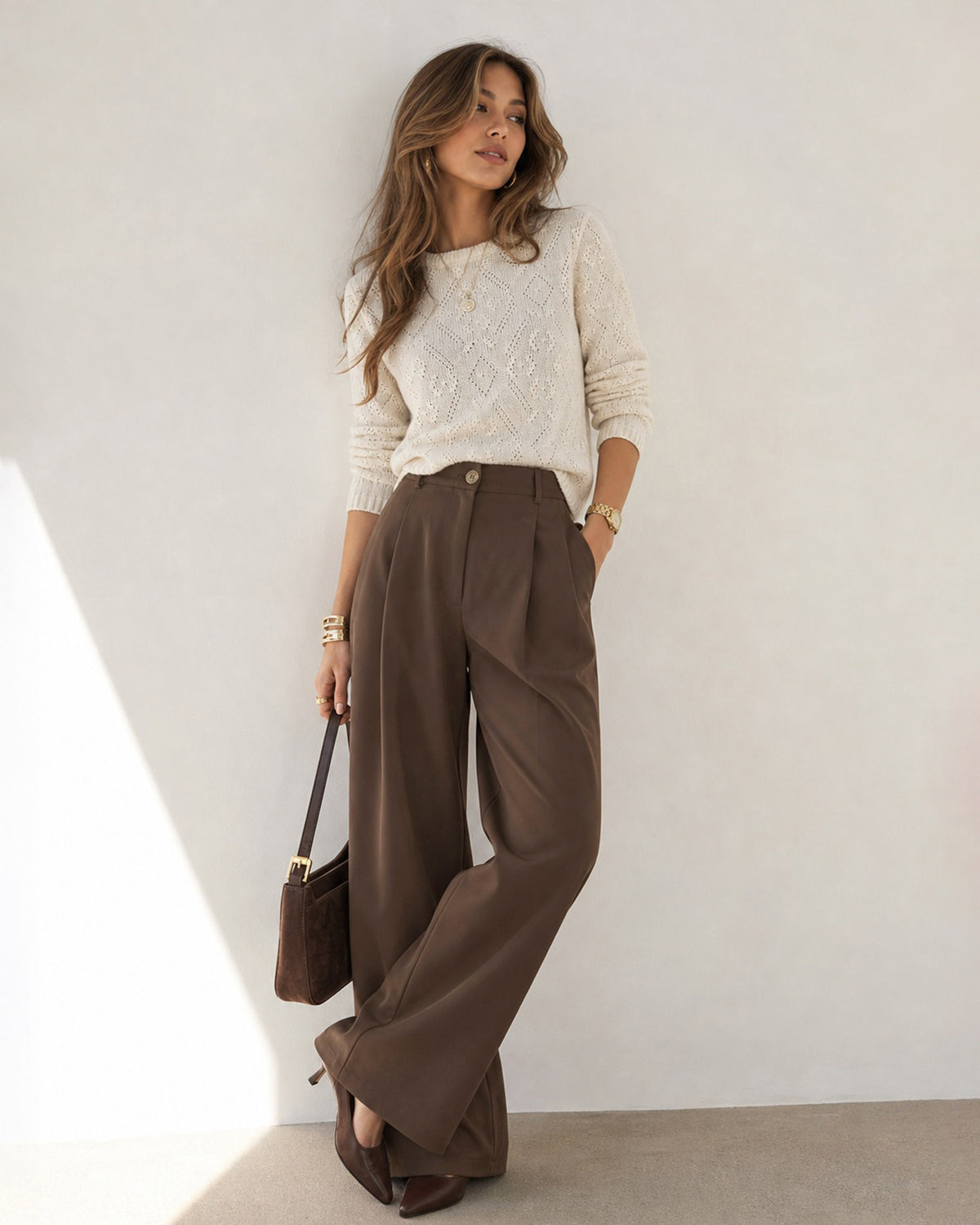 Women's Knitted Polyester Sweaters - RIHOAS - 01