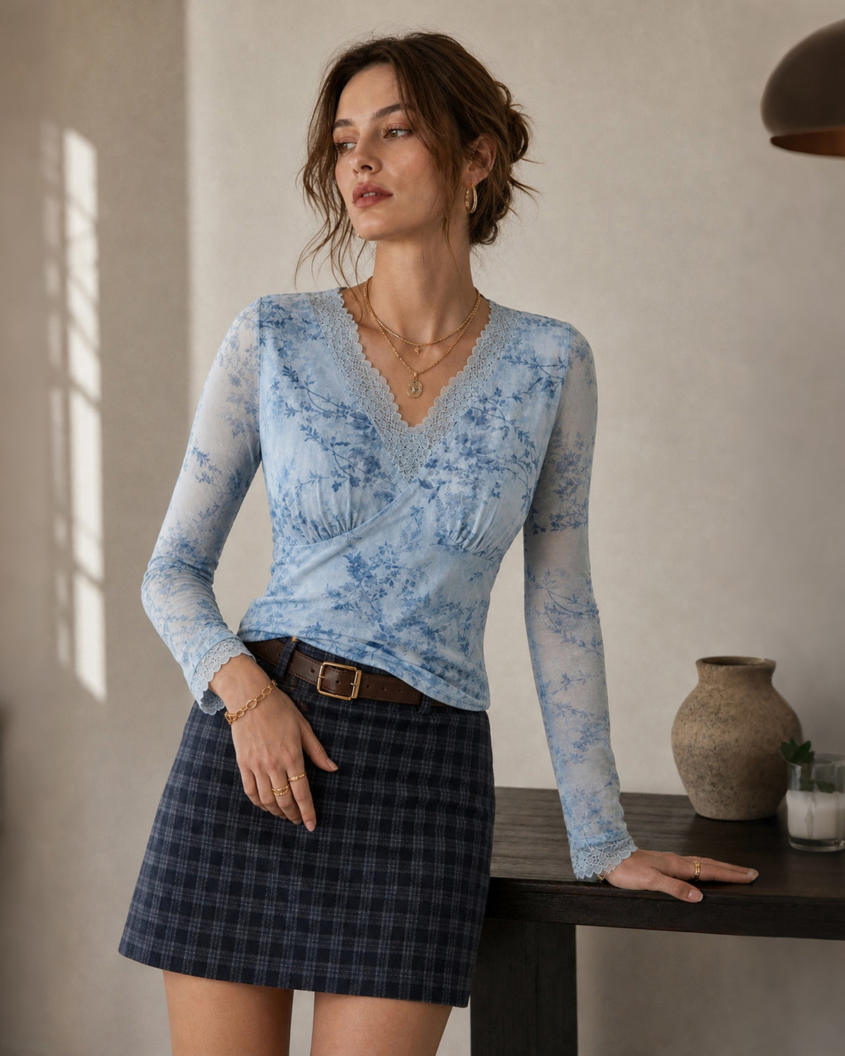 Women's Knitted Polyester Tees - RIHOAS - 01