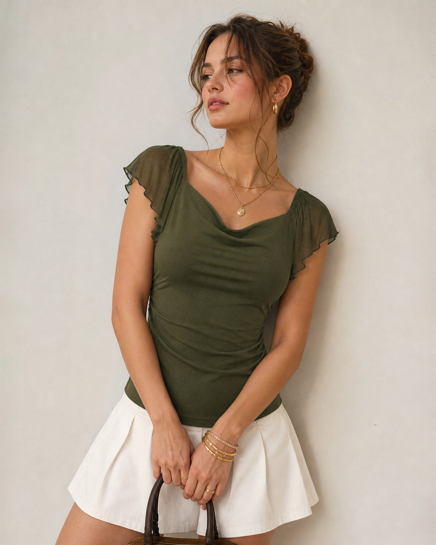 Women's Knitted Polyester Tees Tops - RIHOAS