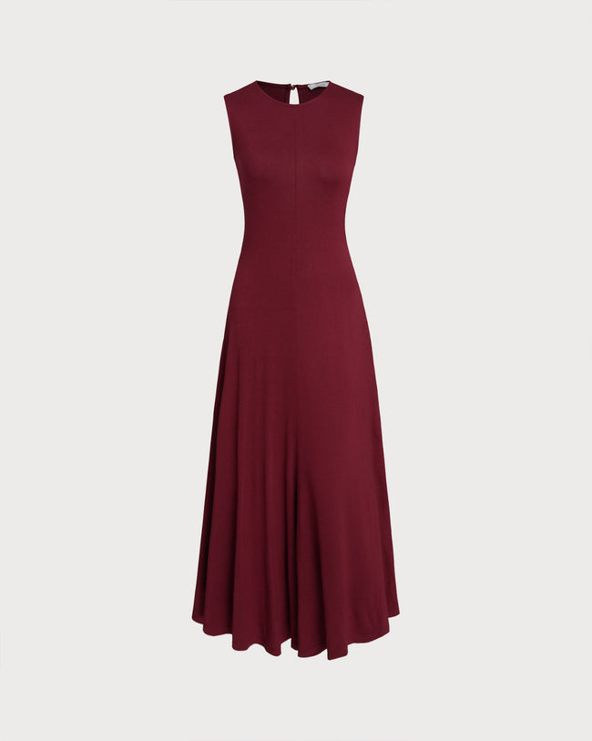 Women's Knitted Viscose Maxi Dress Red Dresses - RIHOAS