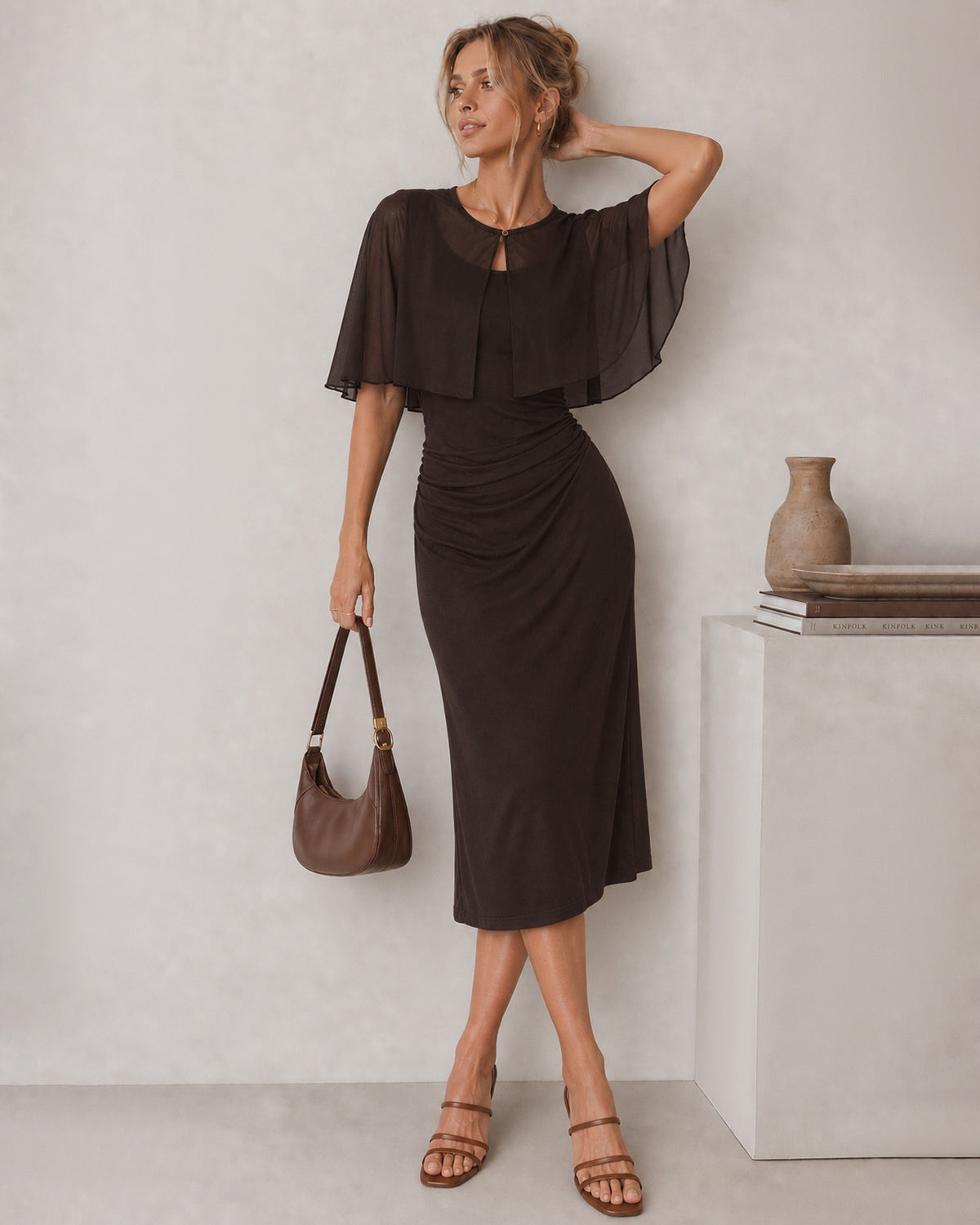 Women's Knitted Viscose Midi Dresses - RIHOAS - 01
