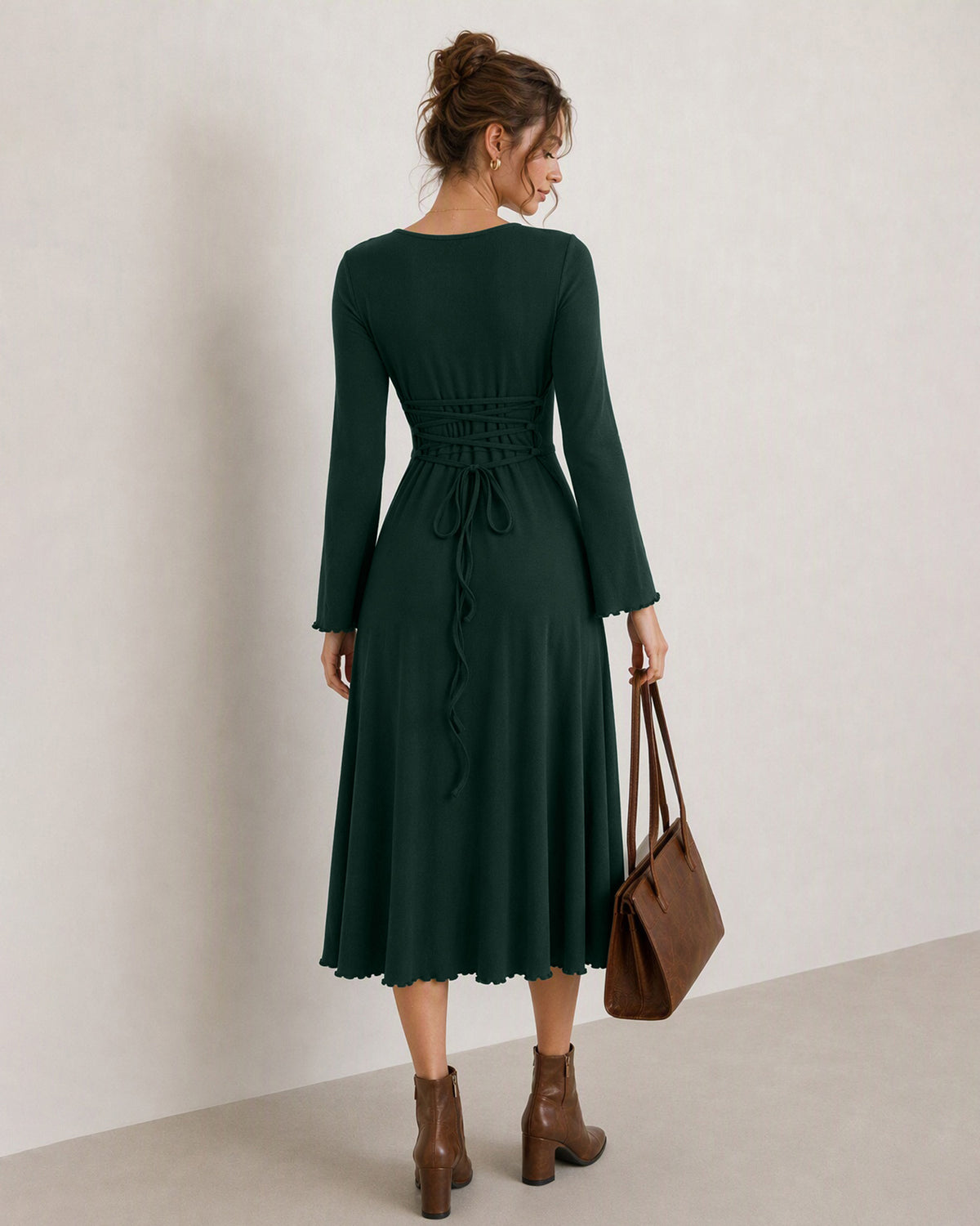 Women's Knitted Viscose Midi Dresses - RIHOAS - 03