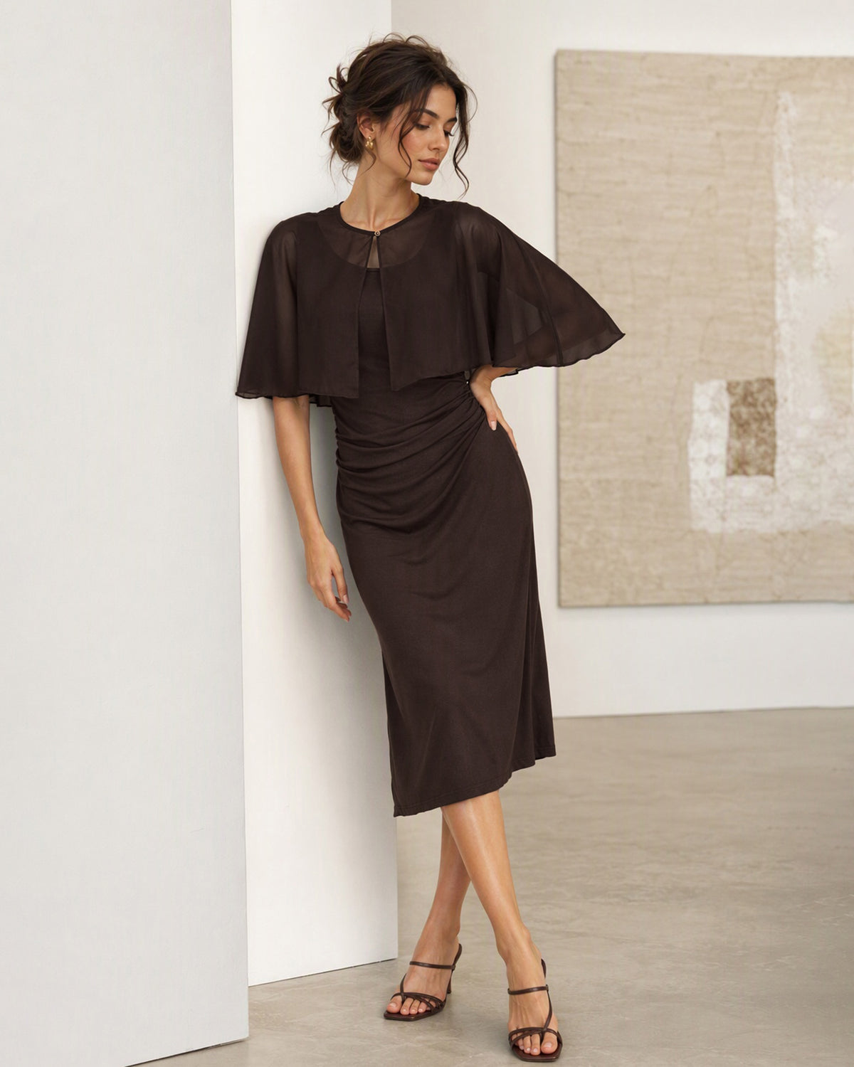 Women's Knitted Viscose Midi Dresses - RIHOAS - 03