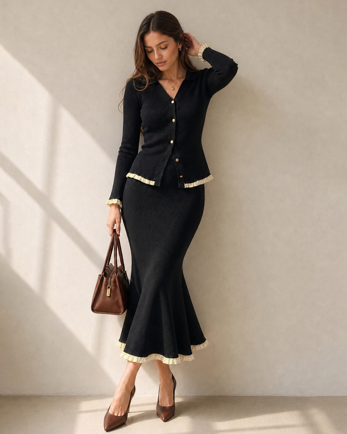 Women's Knitted Viscose Skirt - RIHOAS - 02