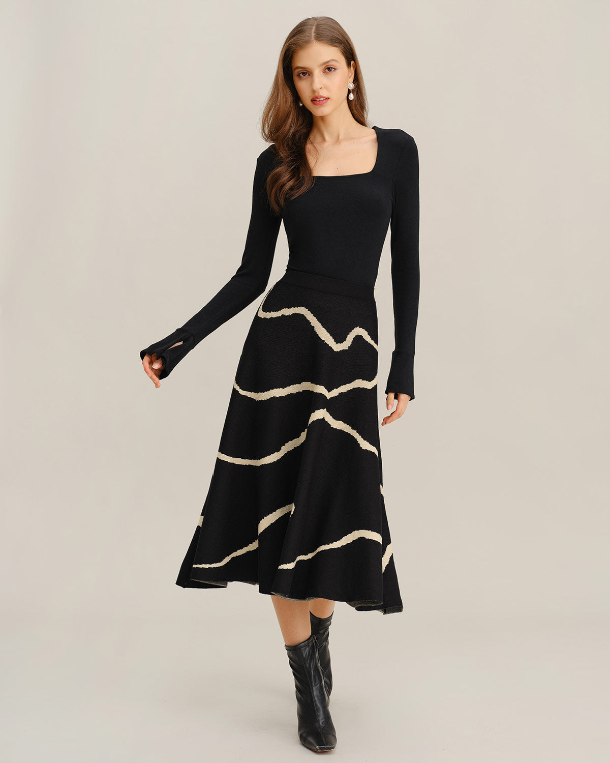 Women's Knitted Viscose Skirt Bottoms - RIHOAS