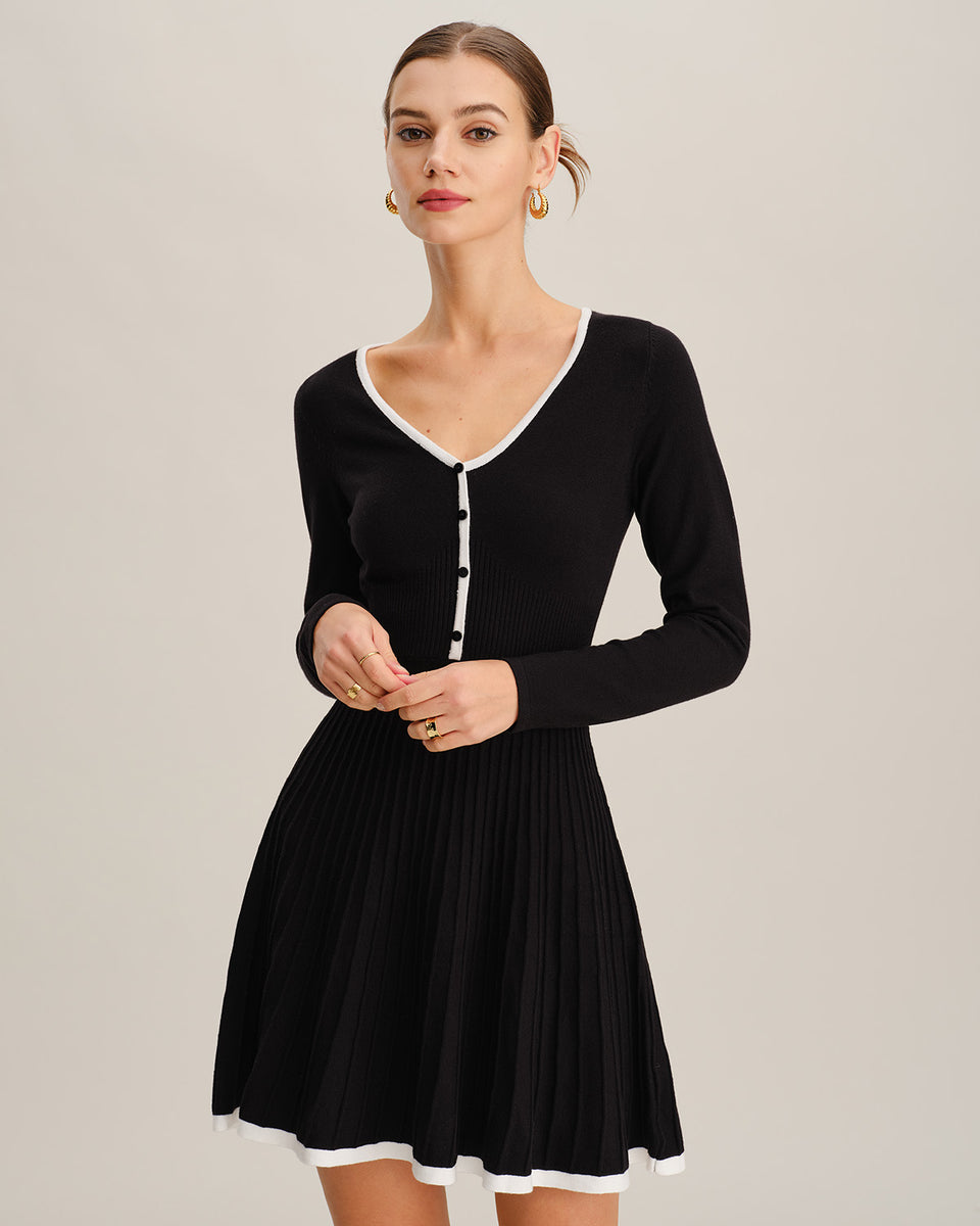 black v neck sweater dress Thorelle Sweater Mini Dress Black