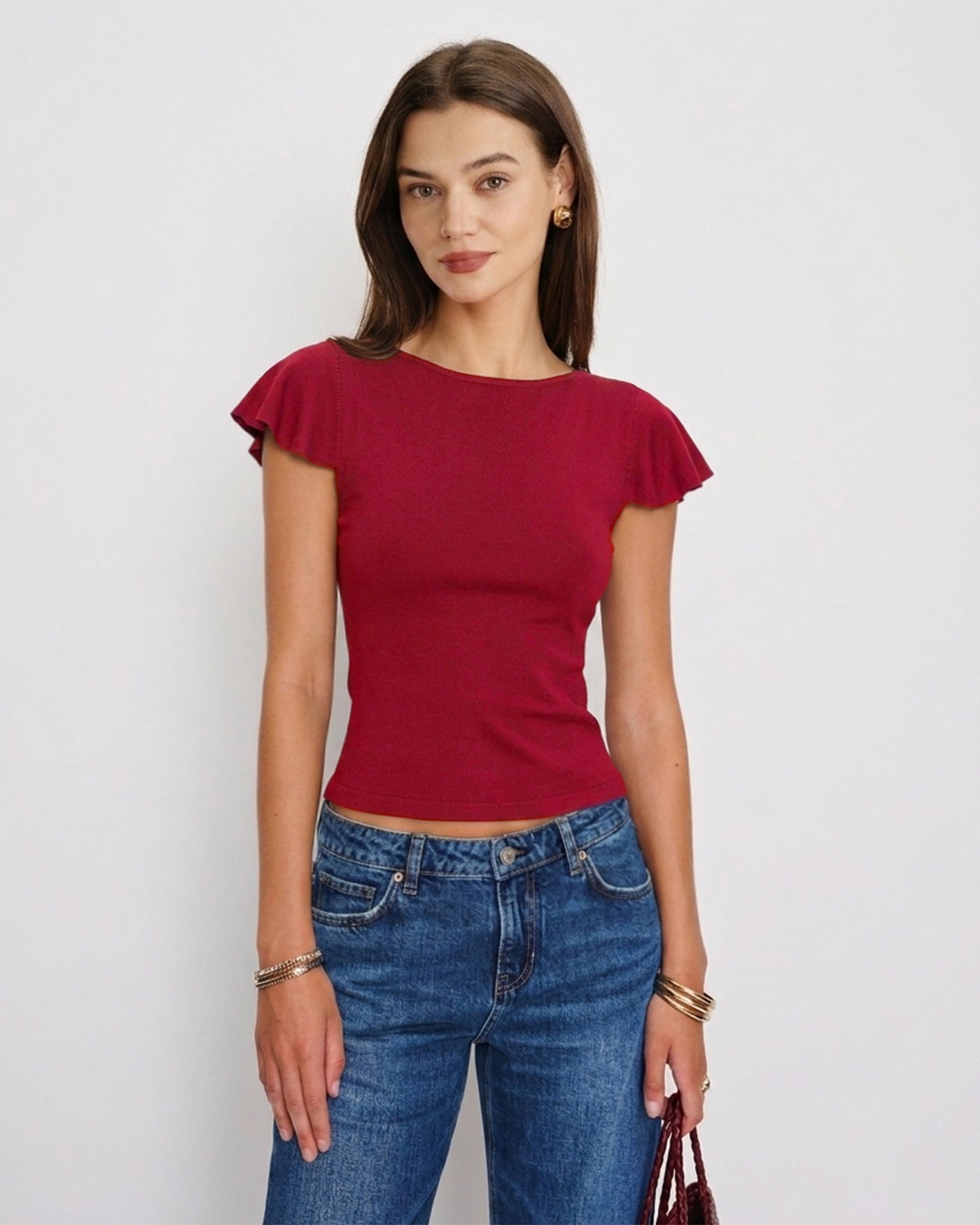 Women's Knitted Viscose Tees Tops - RIHOAS