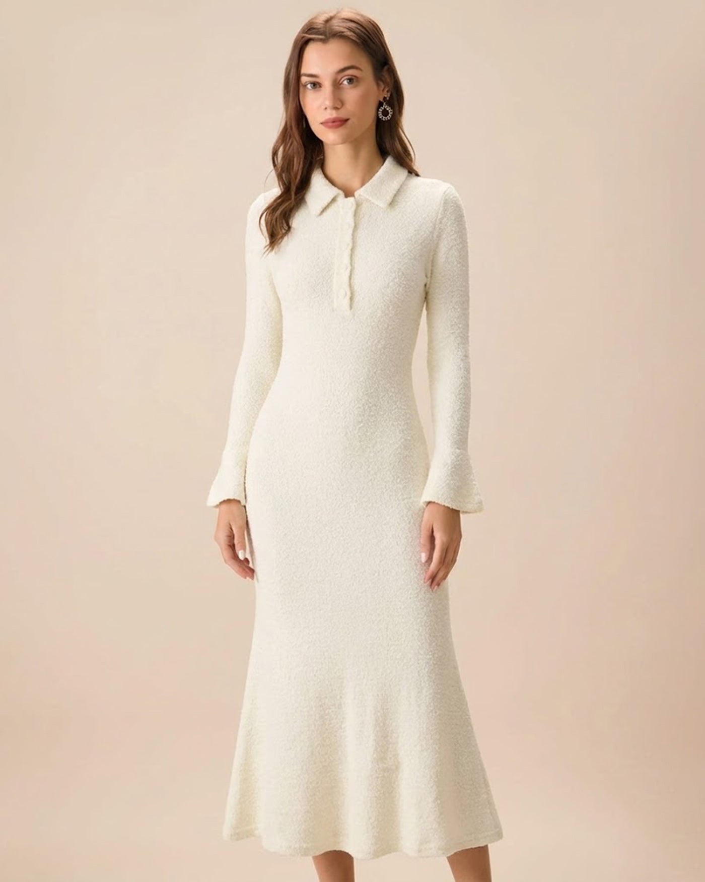Women's Knitted Wool Midi Dress Dresses - RIHOAS