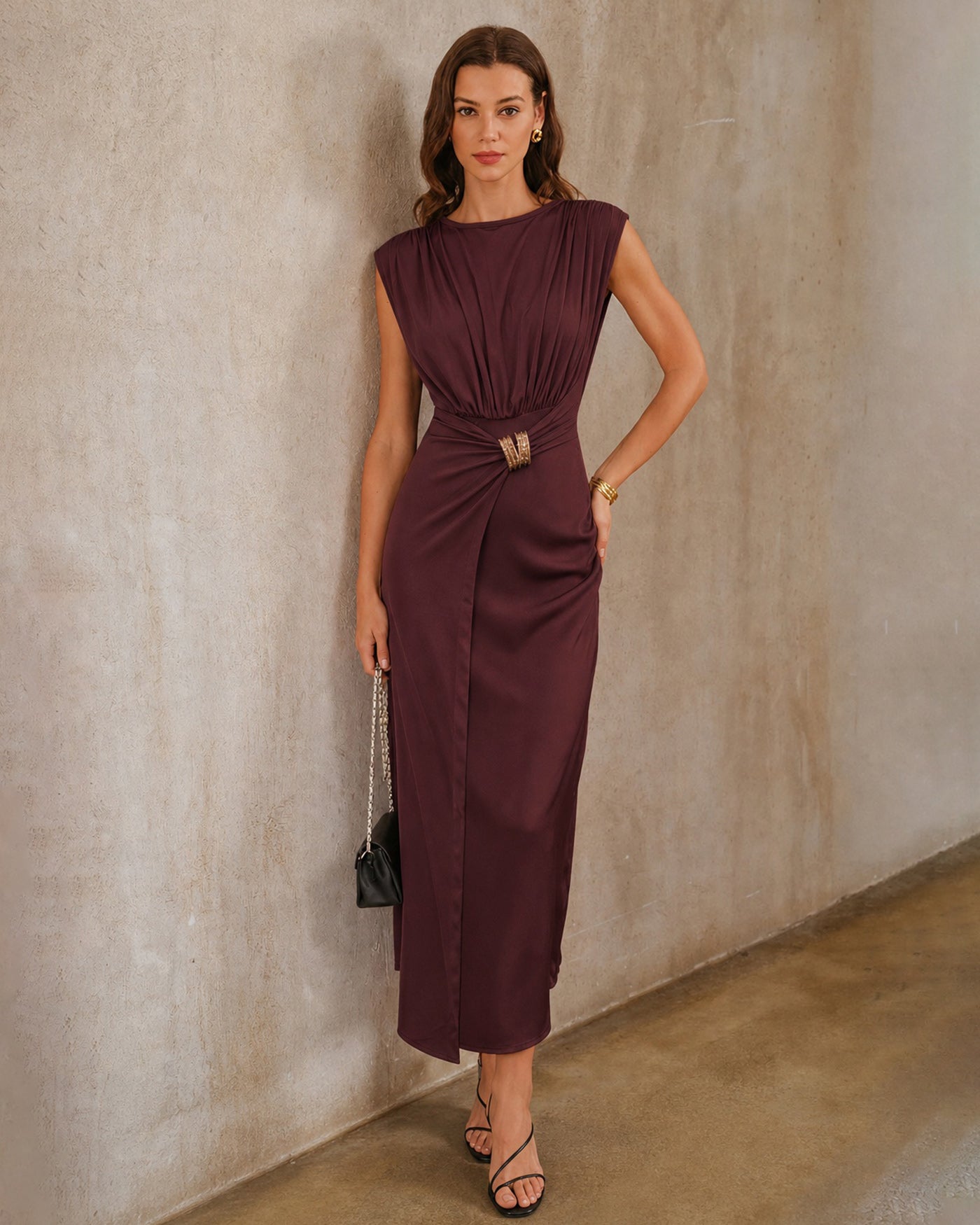 Women's Polyester Knit Maxi Dress Dresses - RIHOAS