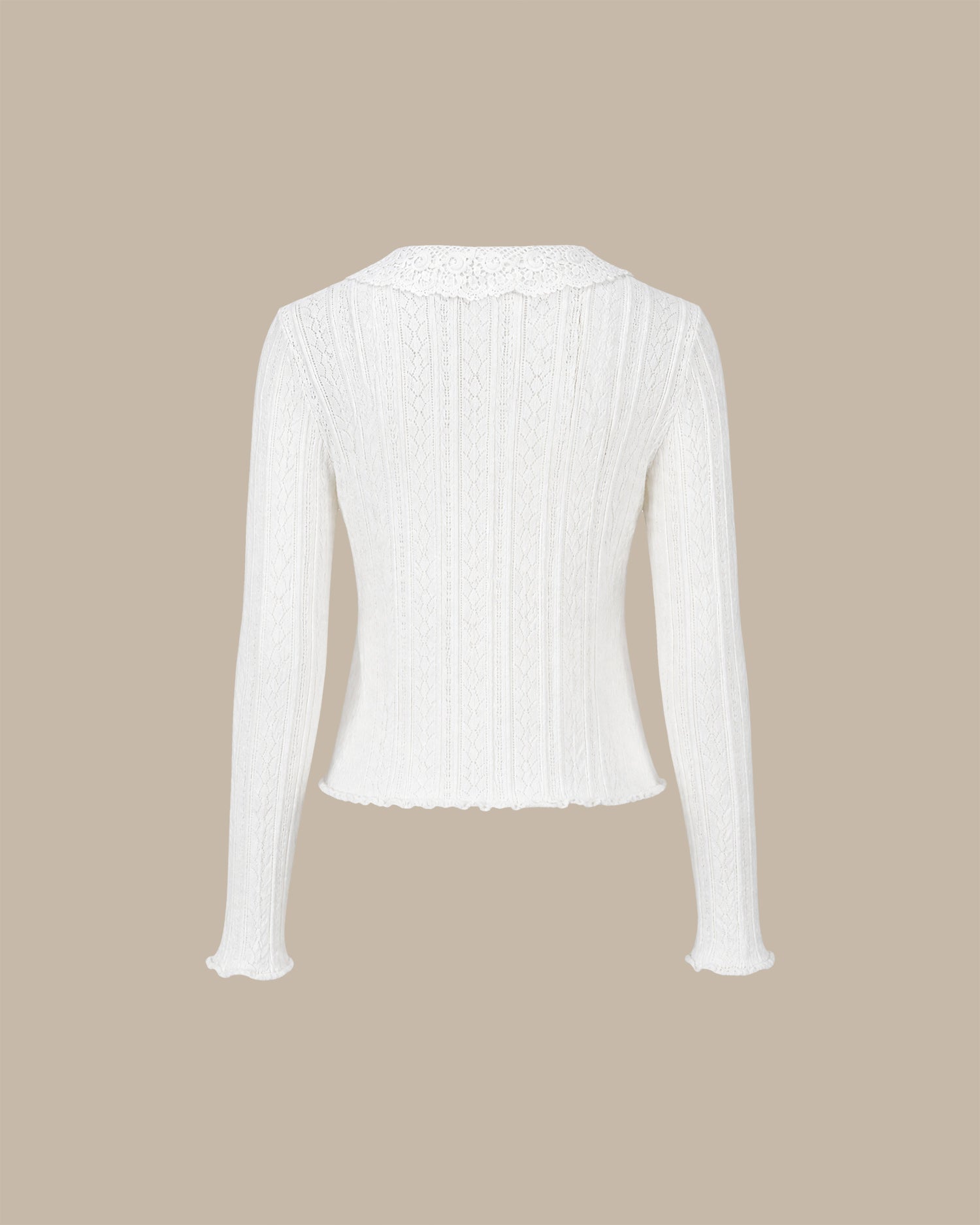 White Collar Single Breasted Knit Cardigan 03