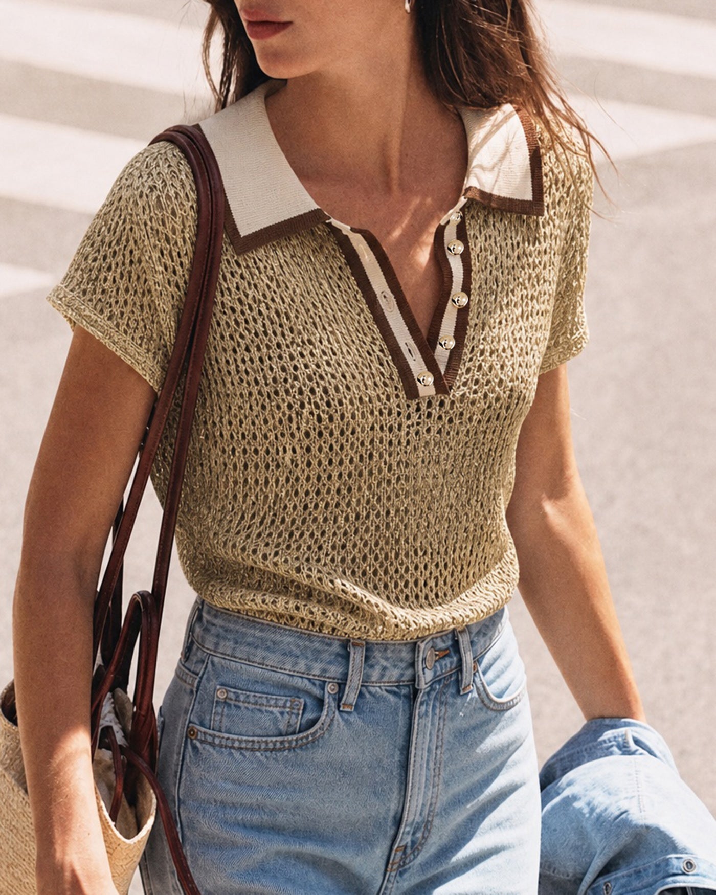 Women's Polyester Knit Sweater Tops - RIHOAS