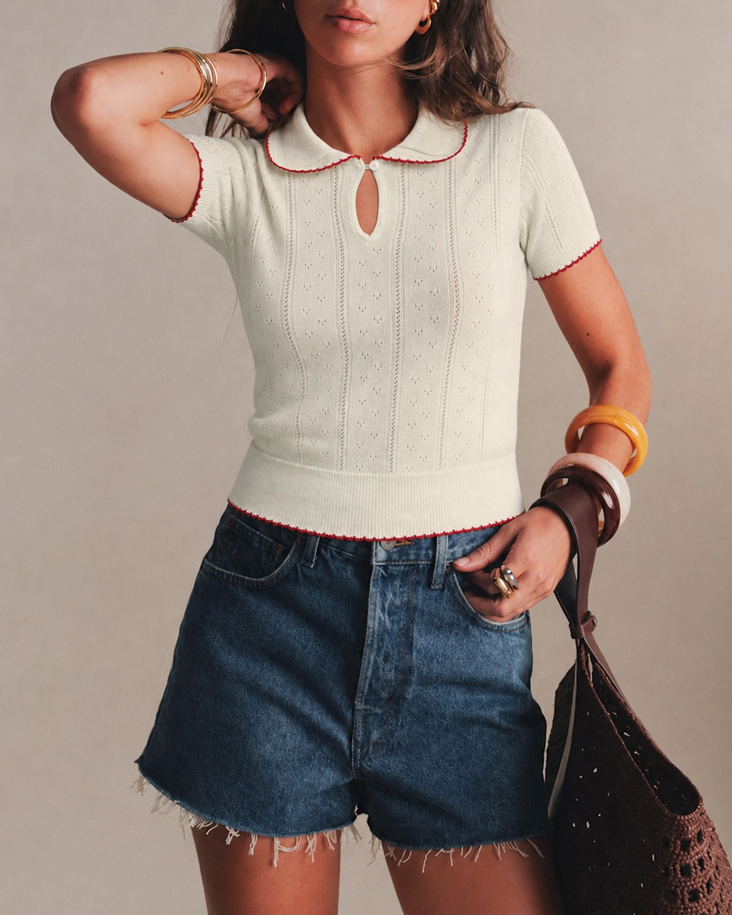 Women's Polyester Knit Sweater Tops - RIHOAS