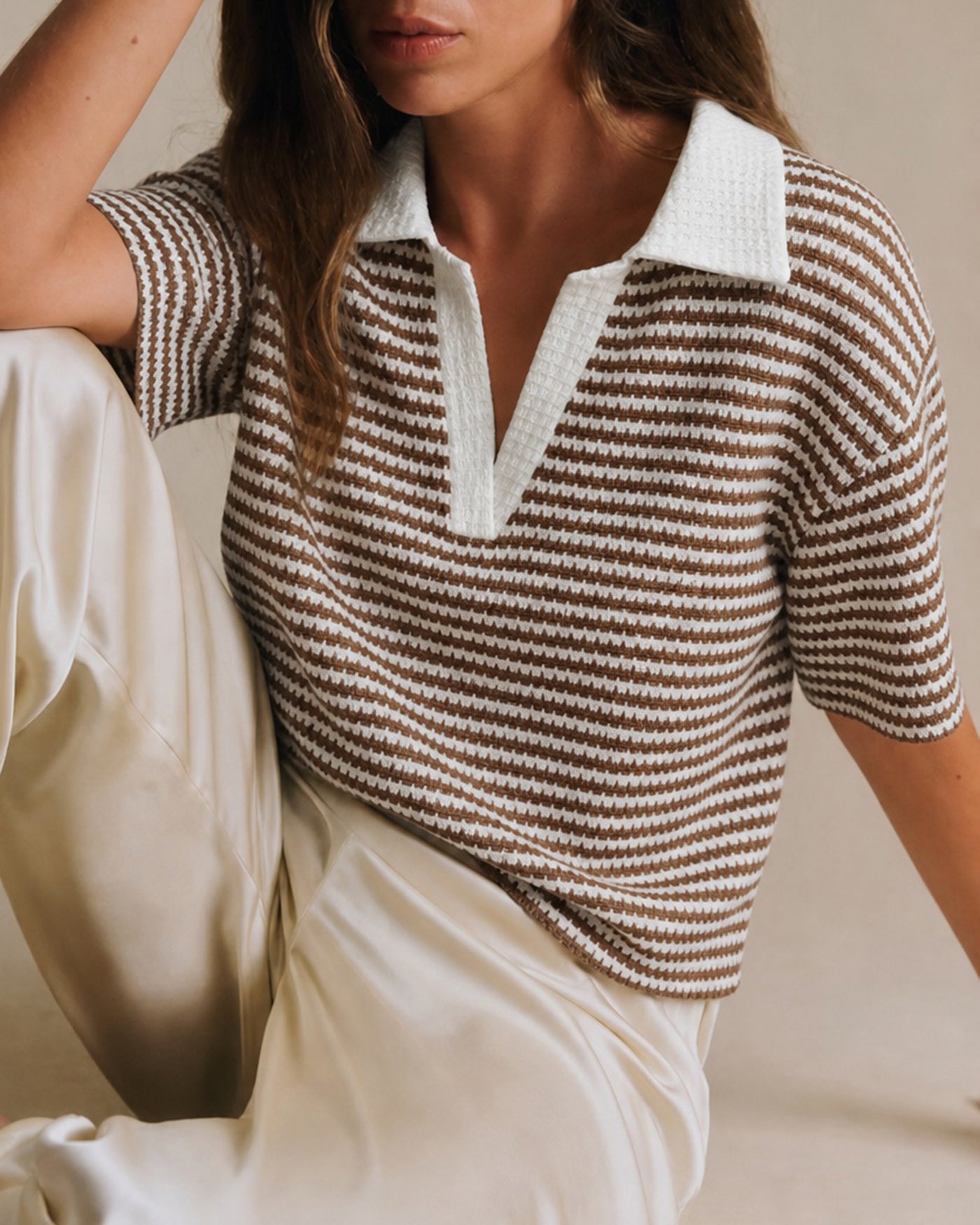 Women's Polyester Knit Sweater Tops - RIHOAS