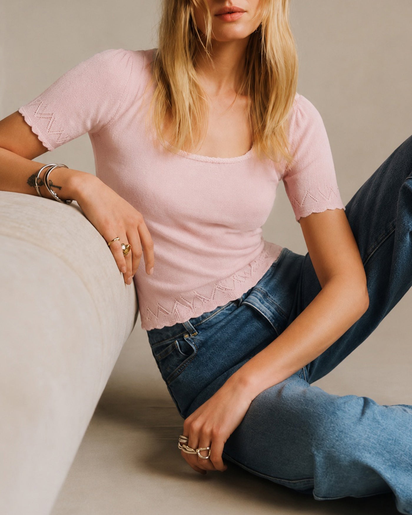 Women's Polyester Knit Sweater Tops - RIHOAS