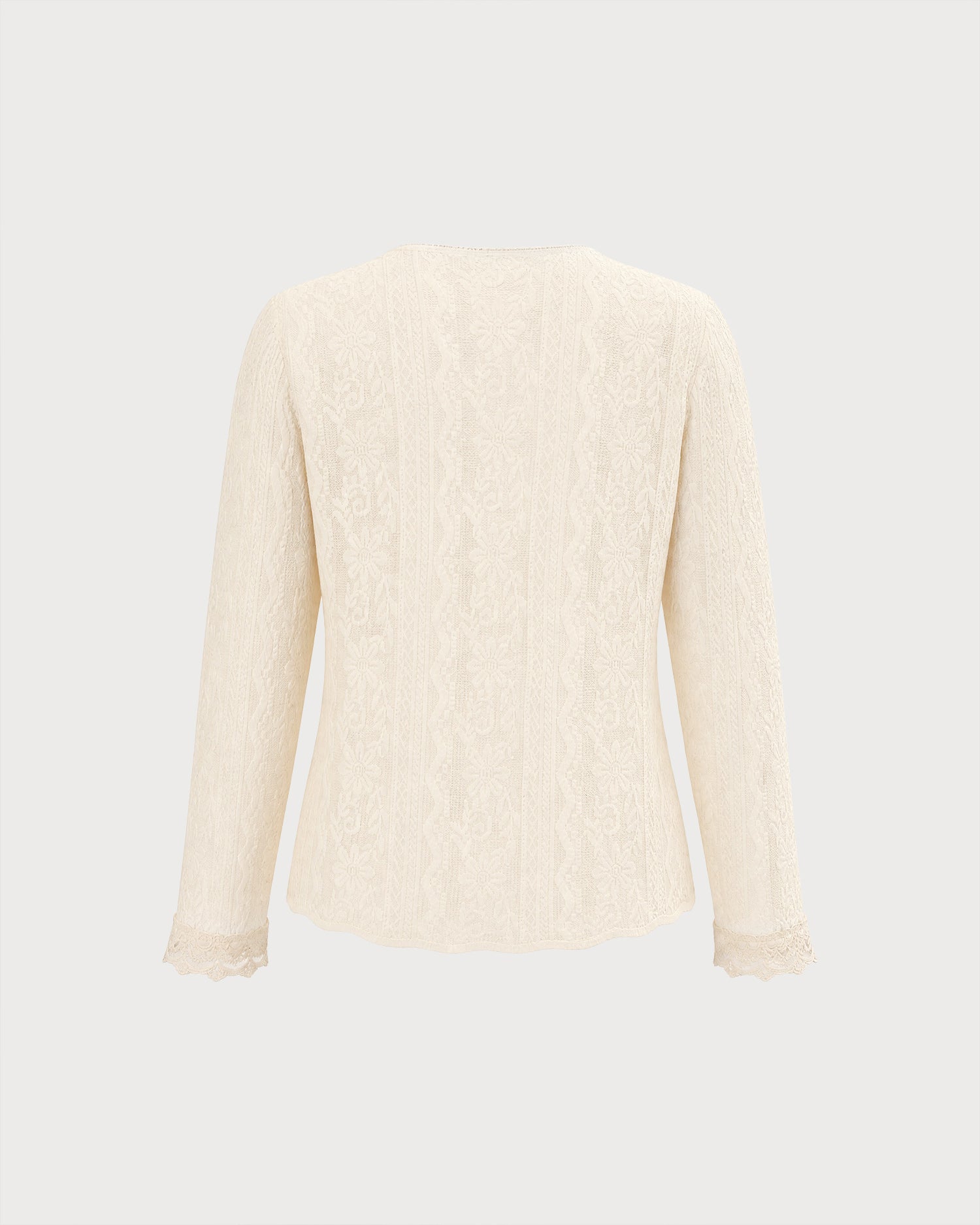 Apricot V Neck Floral Knit Cardigan 03