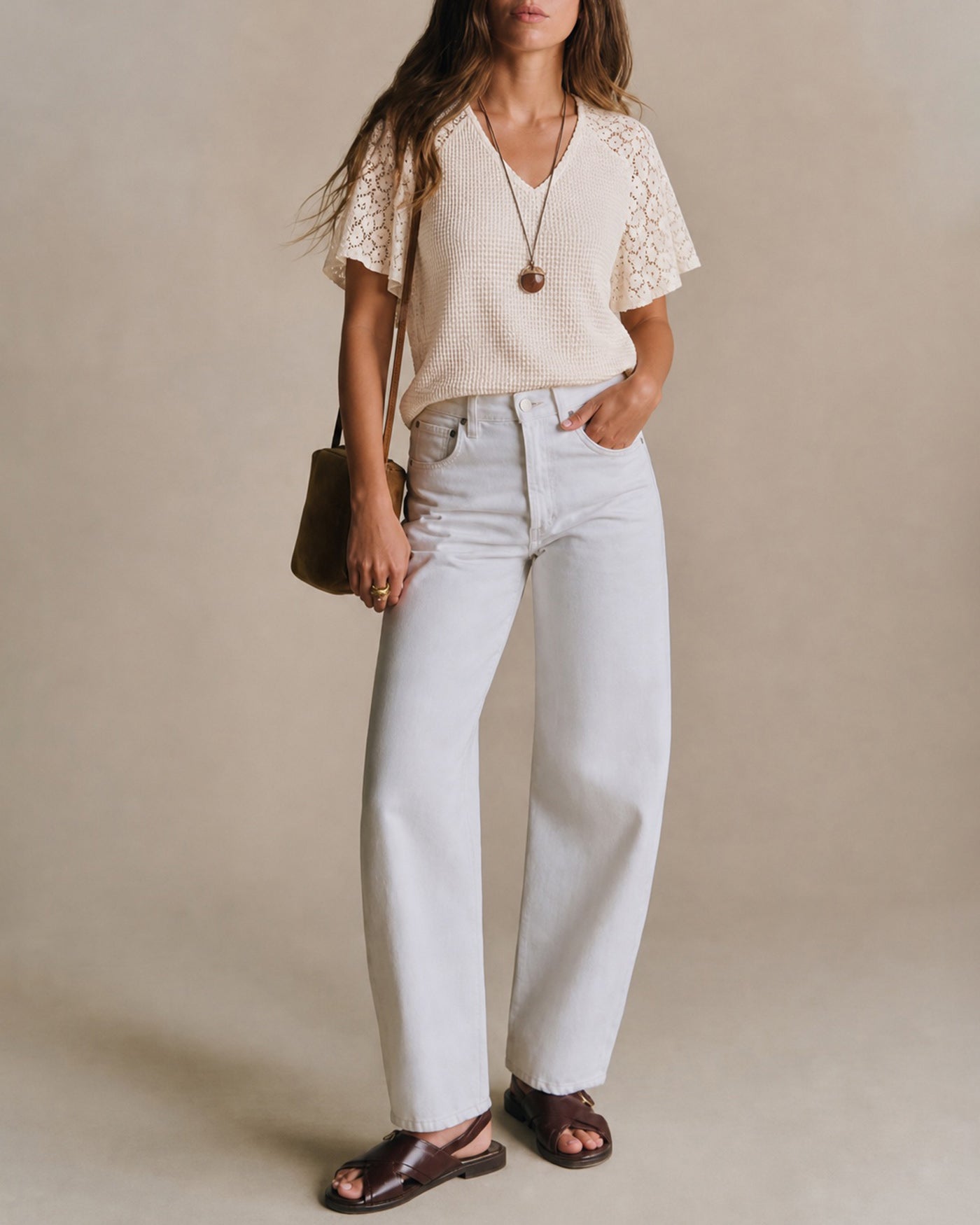 Women's Polyester Knit Top Camel Tops - RIHOAS