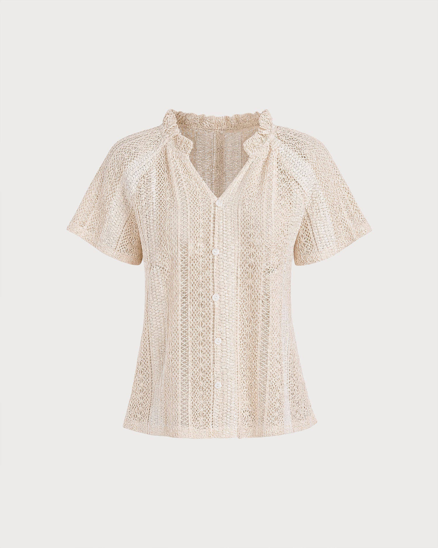 Apricot V Neck Cut Out Button Tee 02