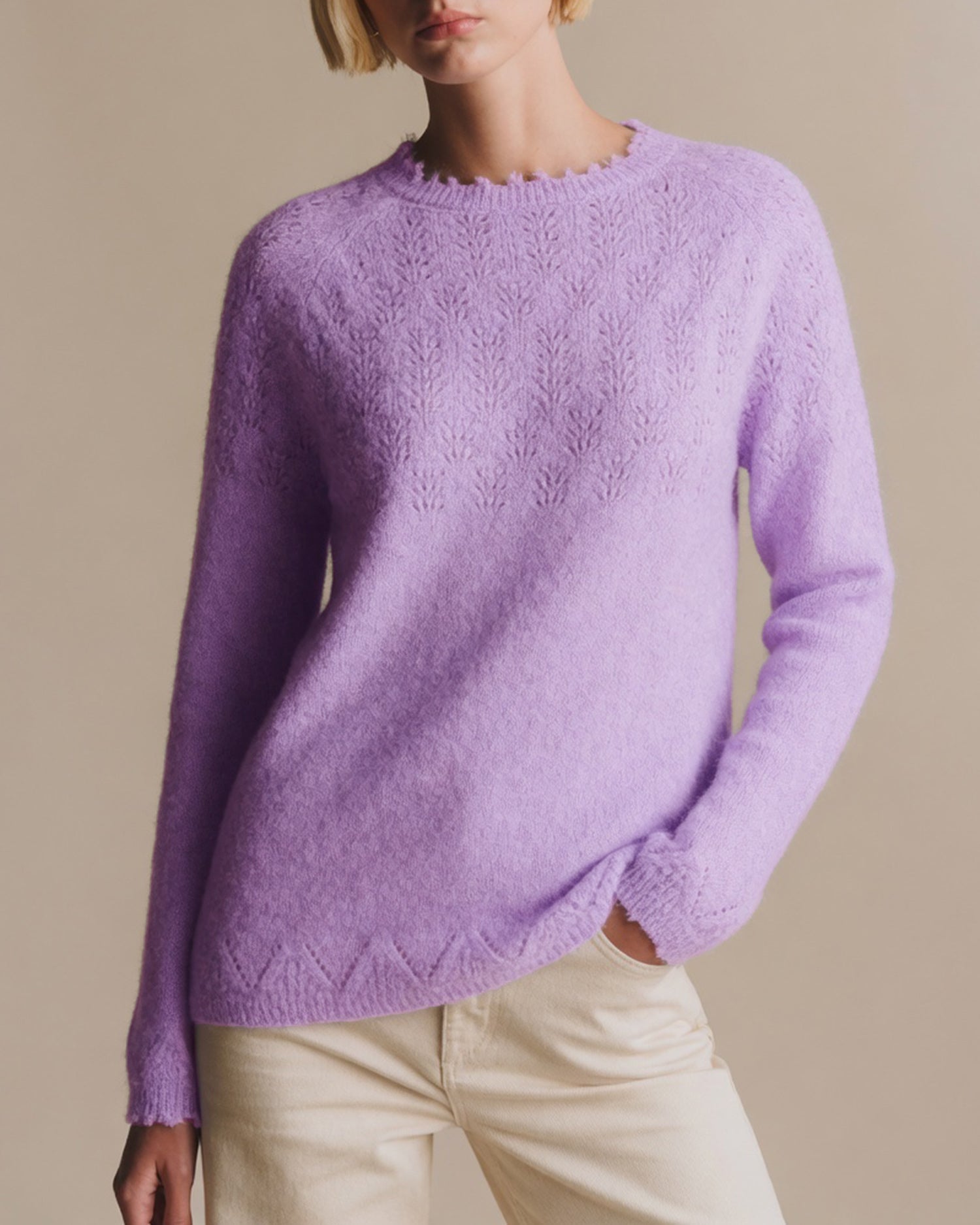 Women's Viscose Knit Sweater Purple - RIHOAS