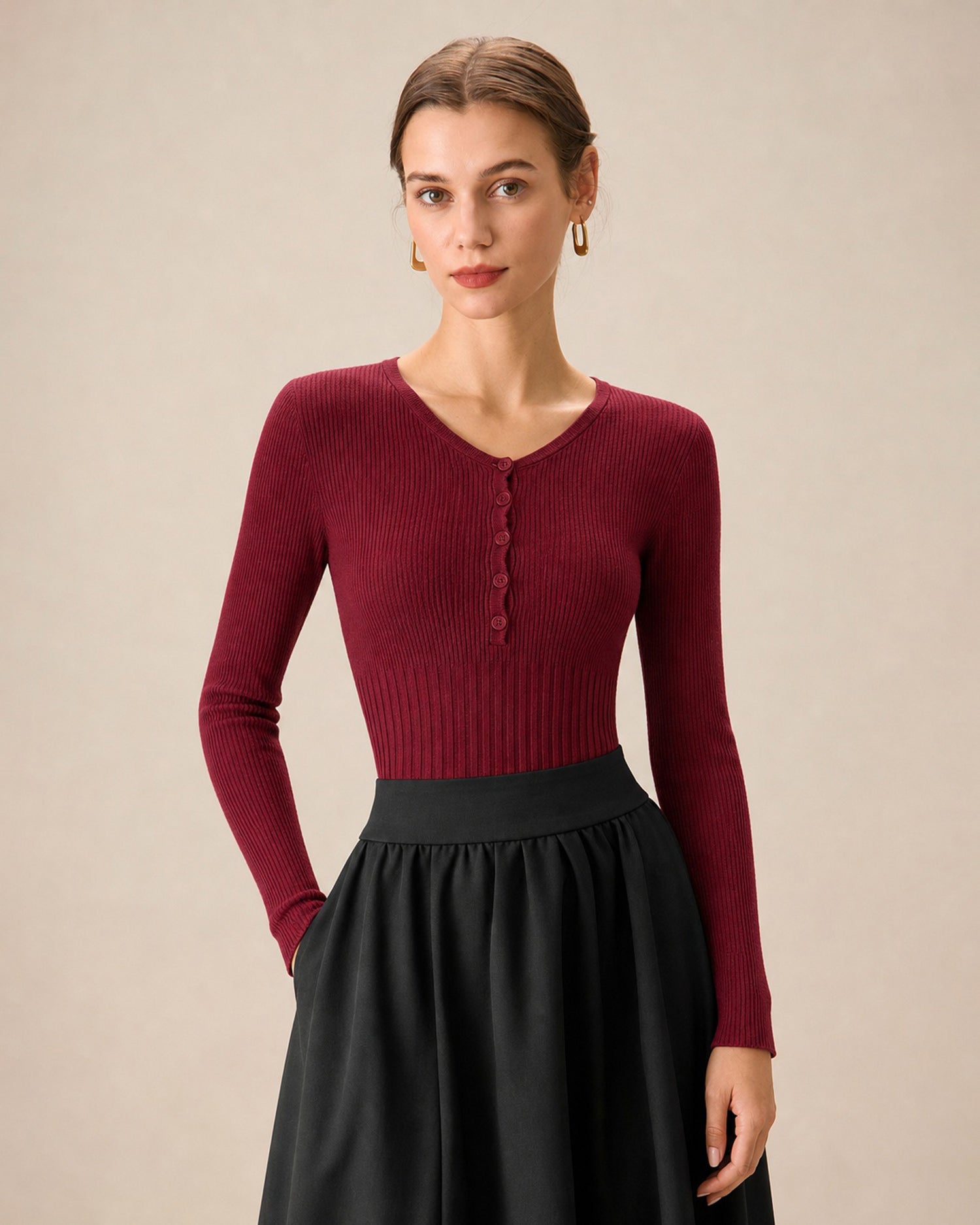 Women's Viscose Knit Sweater Red - RIHOAS