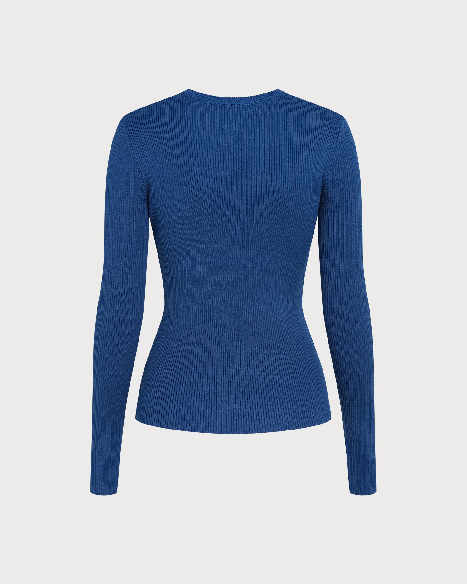 Blue Round Neck Textured Knit Sweater 03