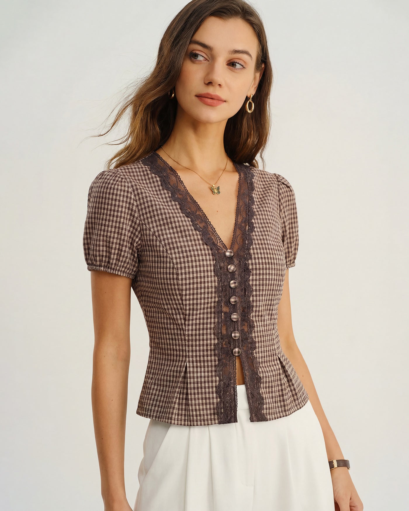 Women's Woven Cotton Blouses Tops - RIHOAS