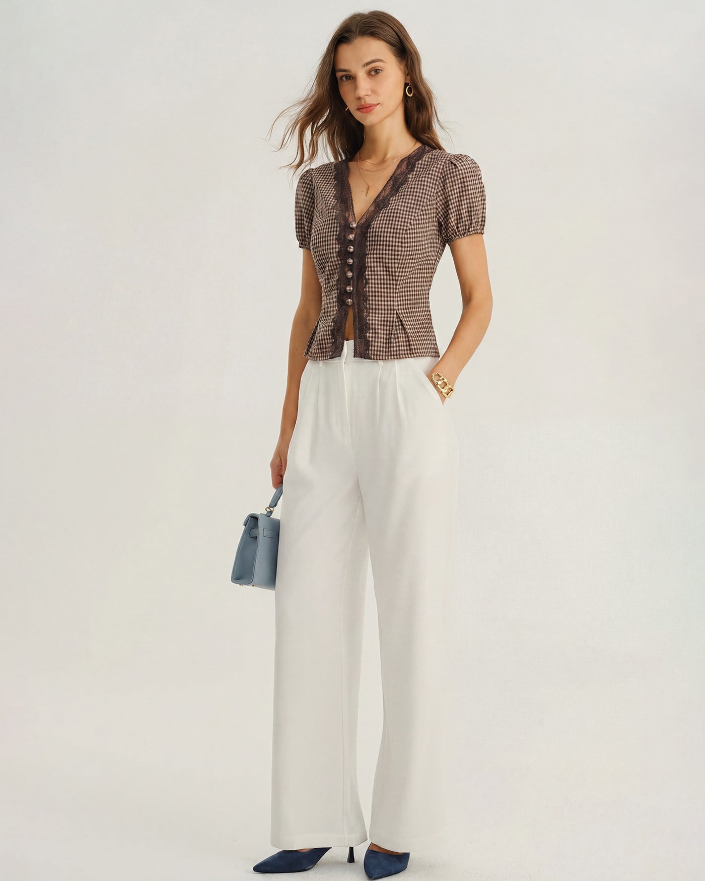 Women's Woven Cotton Blouses Tops - RIHOAS