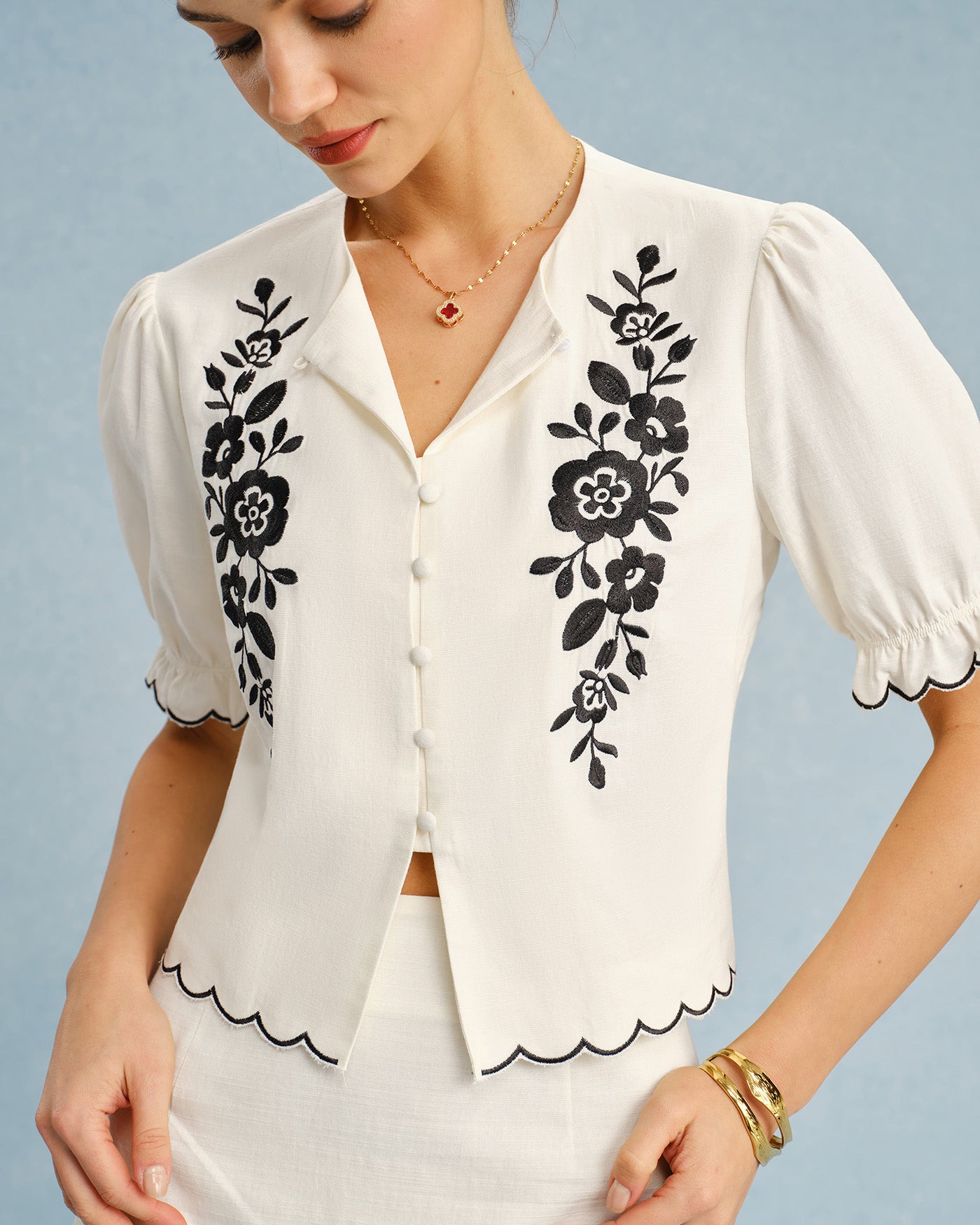 Women's Woven Cotton Blouses Tops - RIHOAS