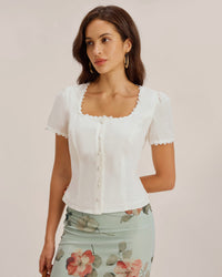 Women's Woven Cotton Blouses Tops - RIHOAS
