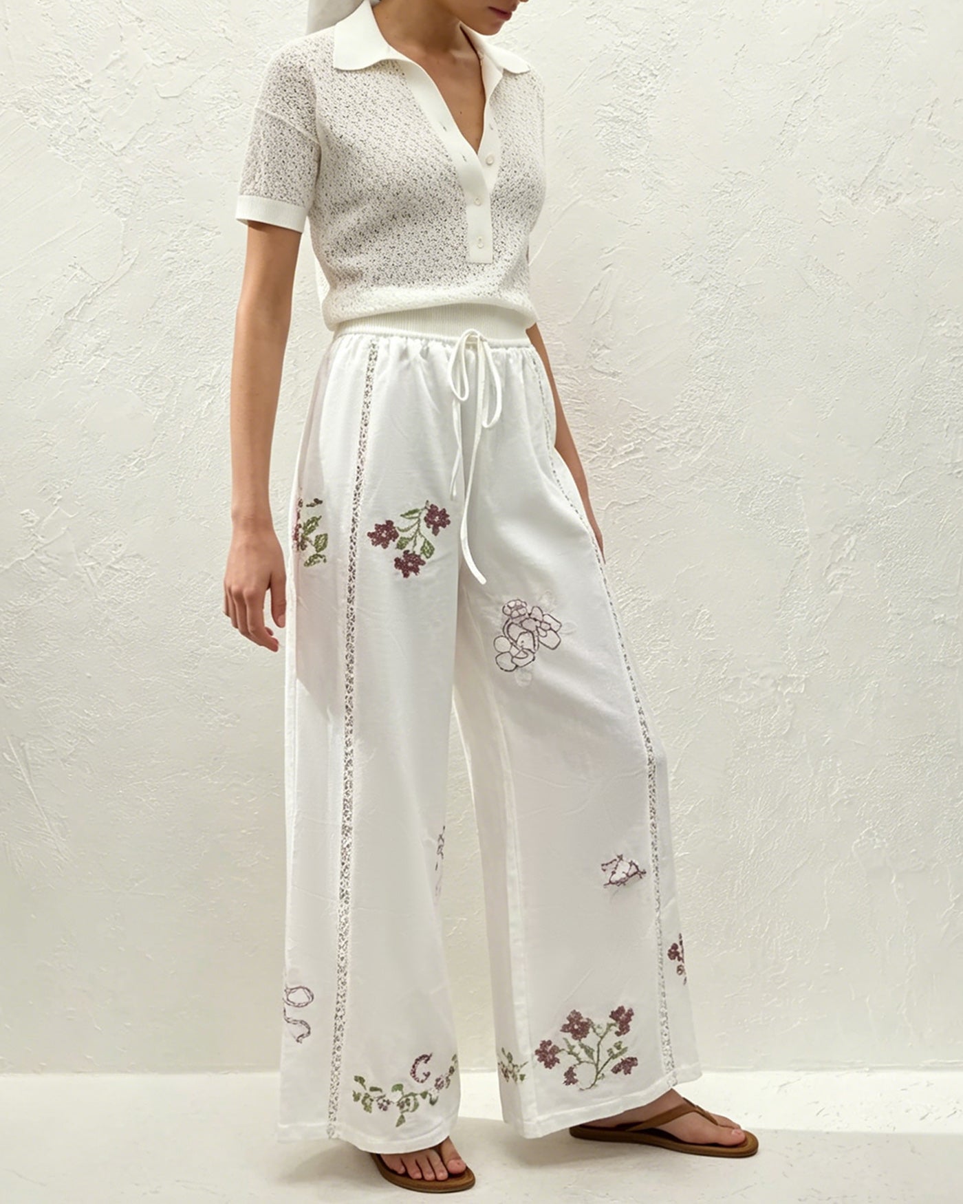 Women's Woven Cotton Casual Pants Bottoms - RIHOAS