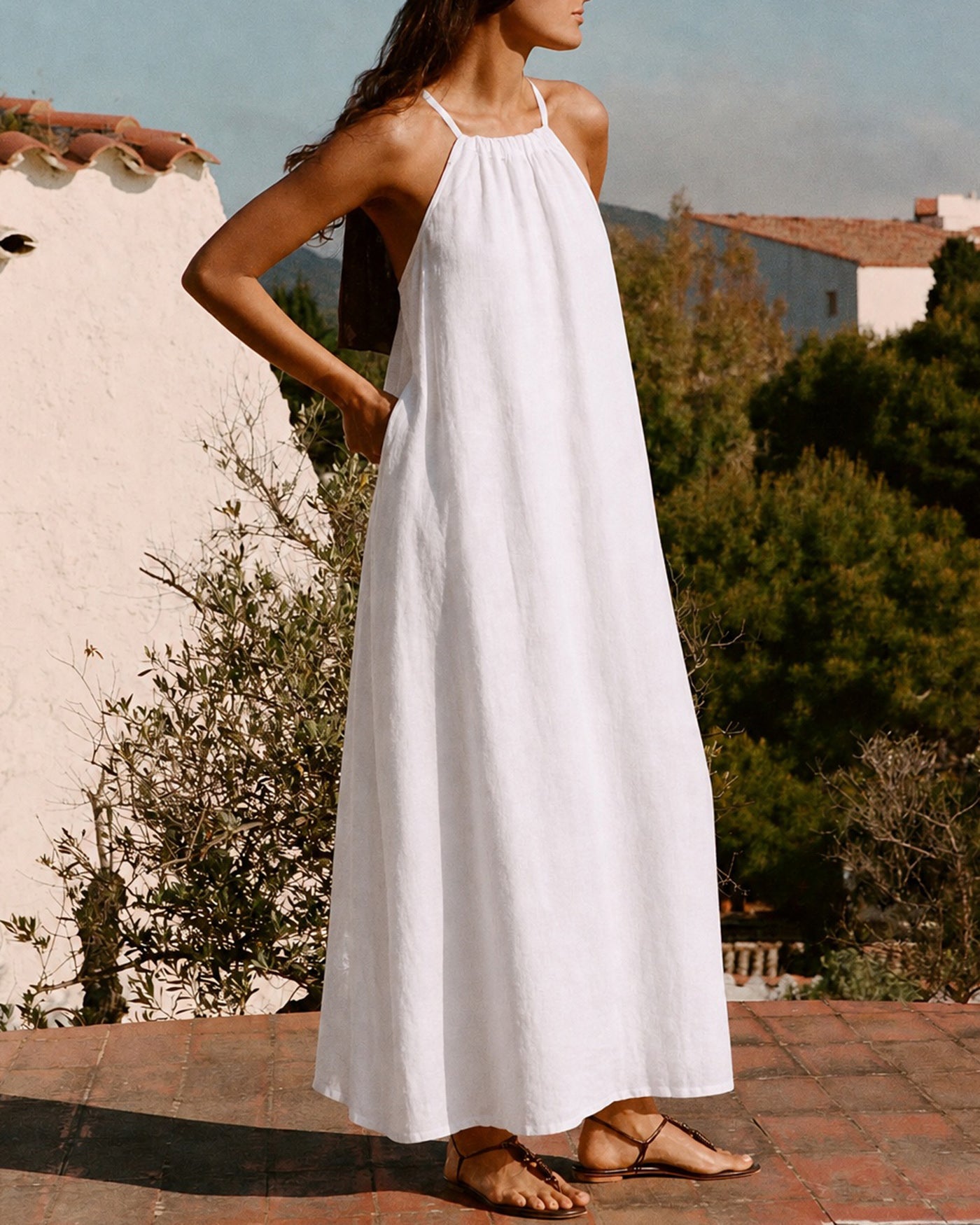 Women's Woven Cotton Maxi Dress Dresses - RIHOAS