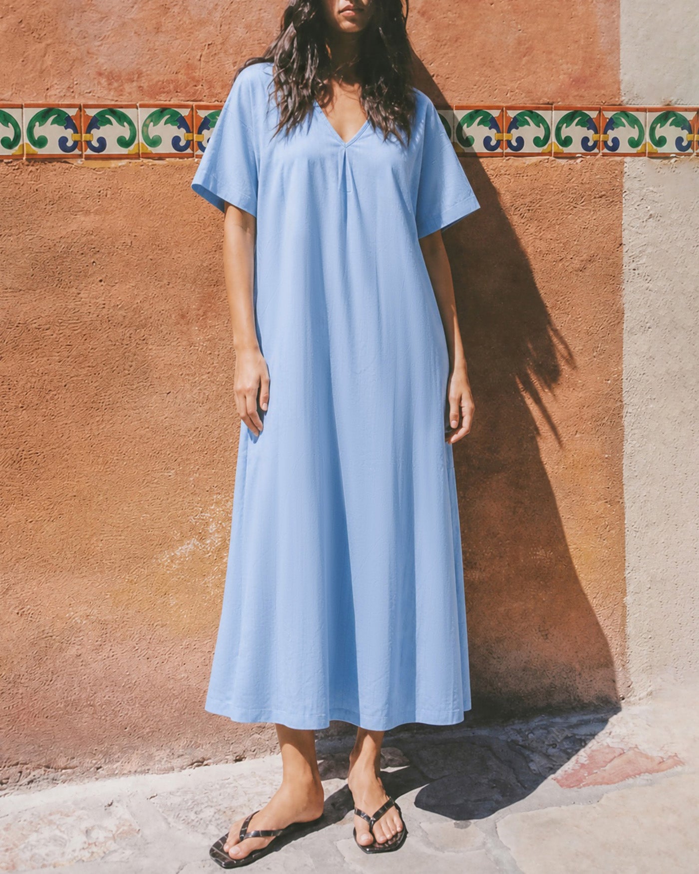 Women's Woven Cotton Midi Dress Dresses - RIHOAS