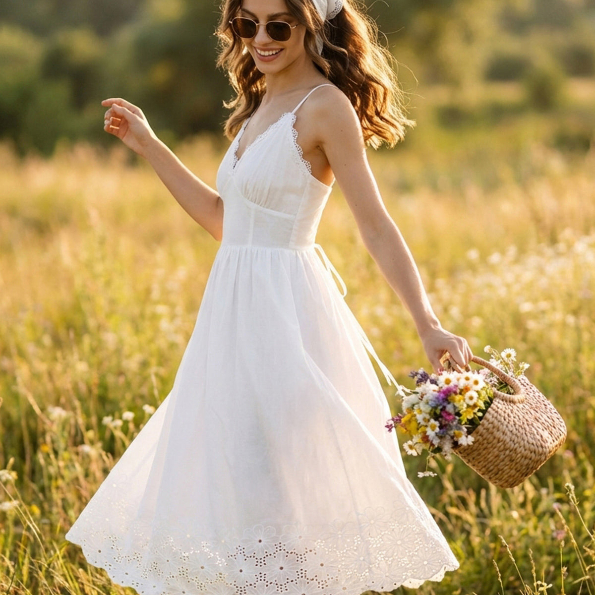 cotton lace dresses for women Whimsical White Lace Cotton Dress For Women Online