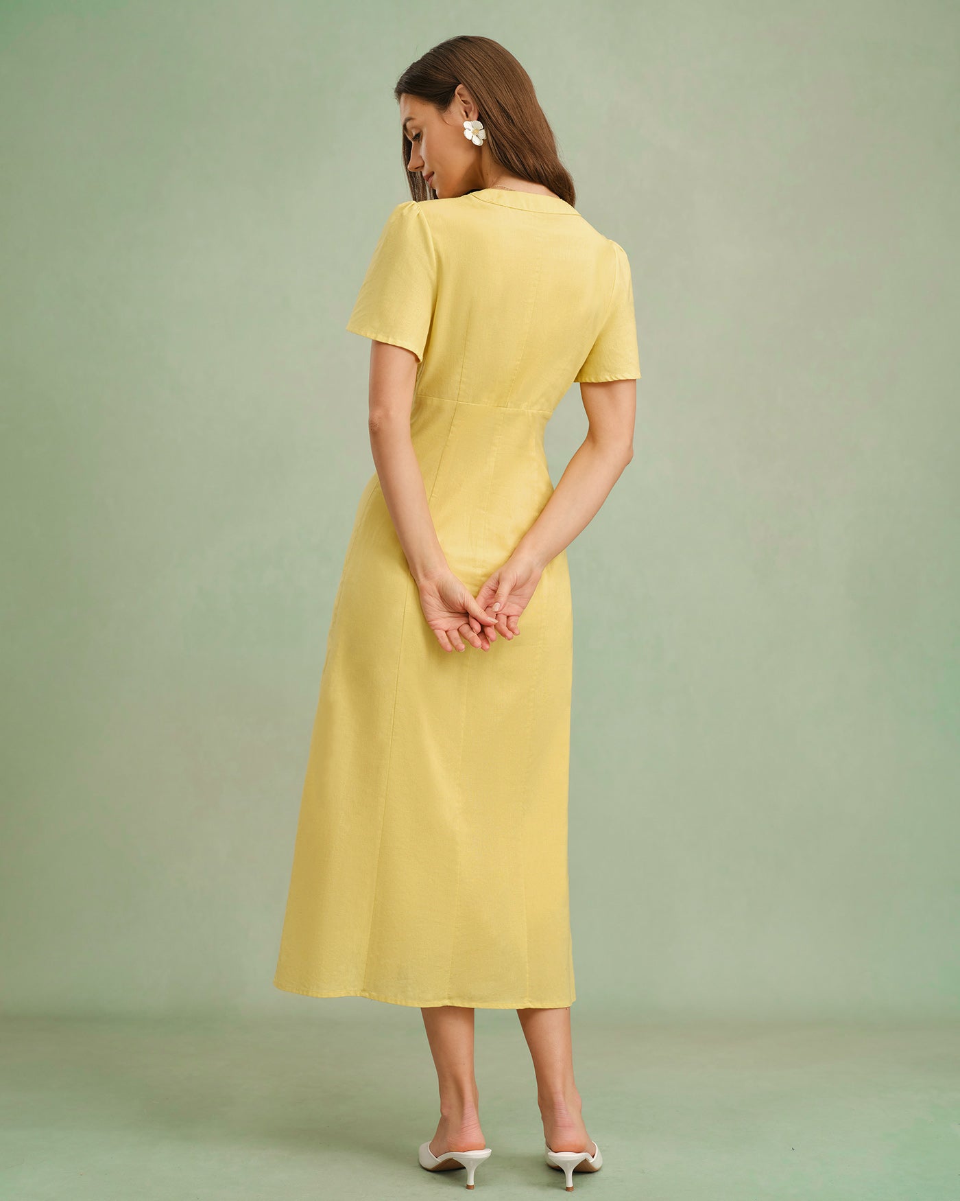 Women's Woven Cotton Midi Dress Dresses - RIHOAS