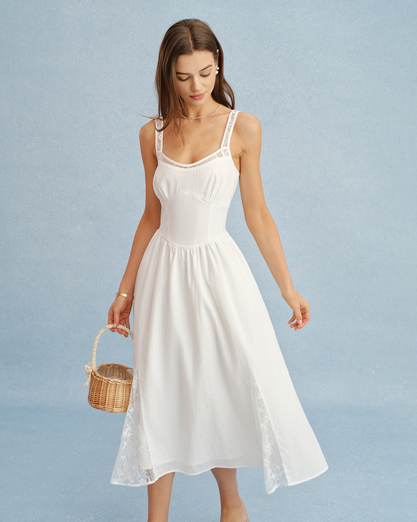 Women's Woven Cotton Midi Dress Dresses - RIHOAS