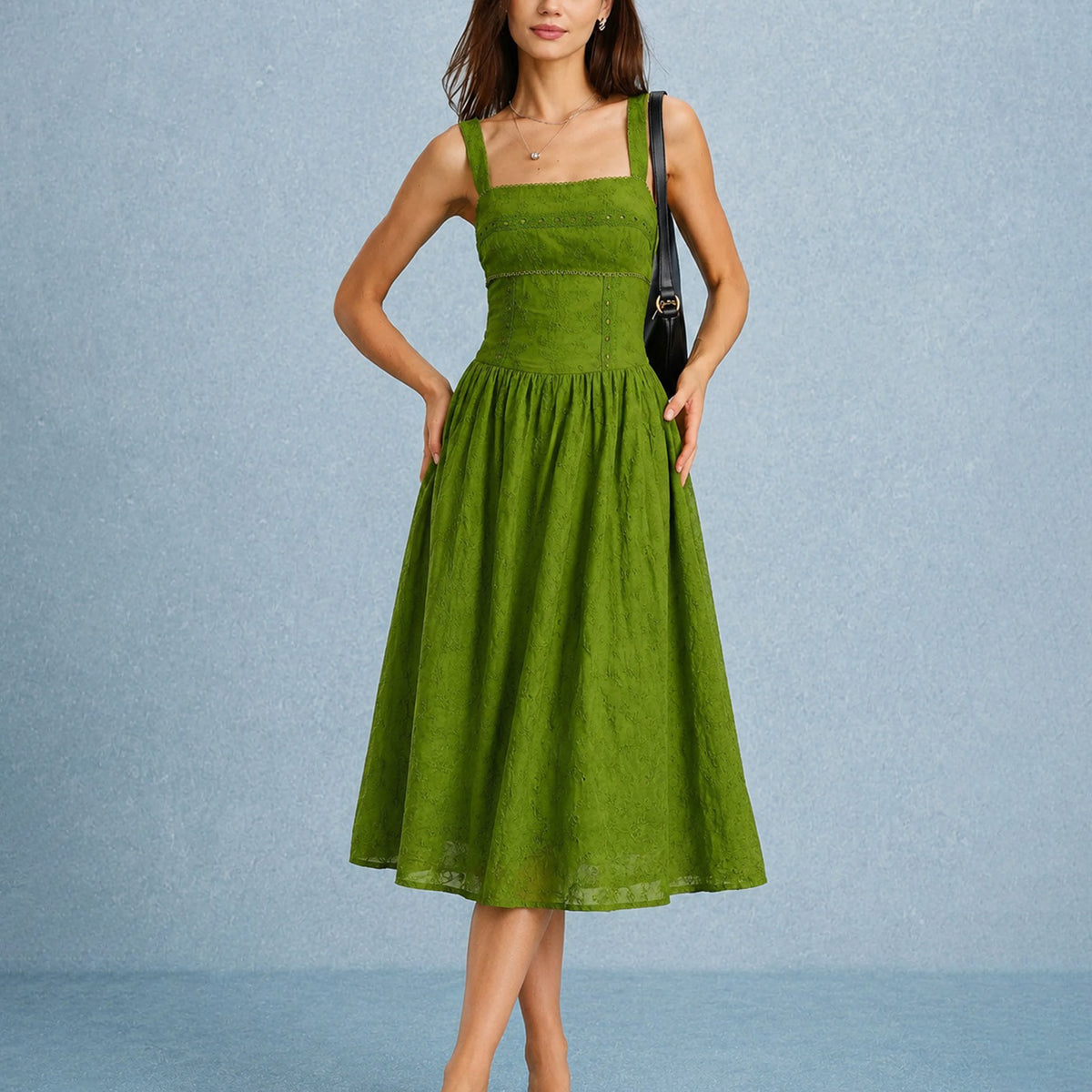ladies green dress AOMEI Women's Asymmetrical V Neck Half Sleeve with Bow Tie Pleated Midi Summer (Small,Green) at Amazon Women's Clothing store Size Small 237-5 KELLY Elegant dress with