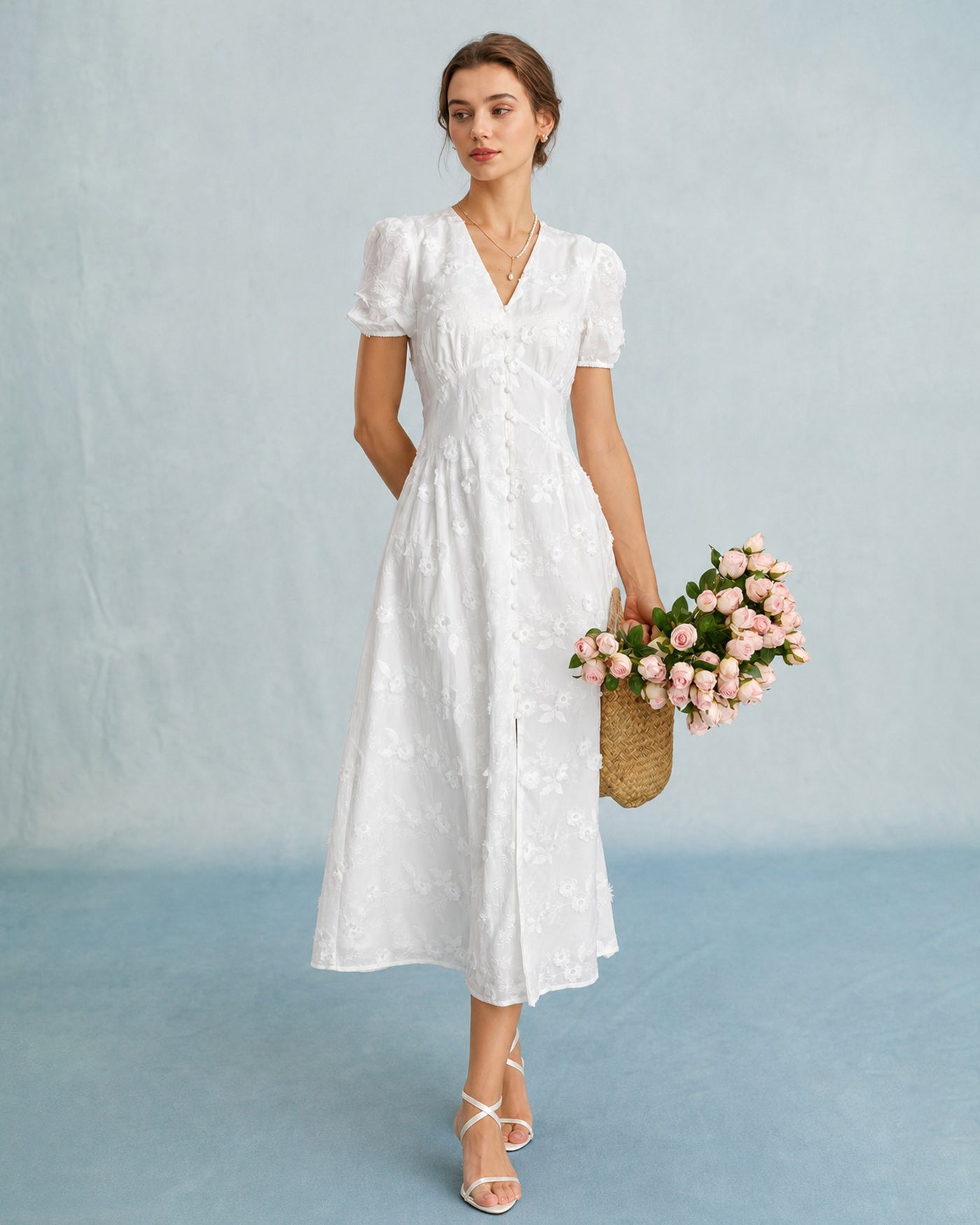 Women's Woven Cotton Midi Dresses Dresses - RIHOAS