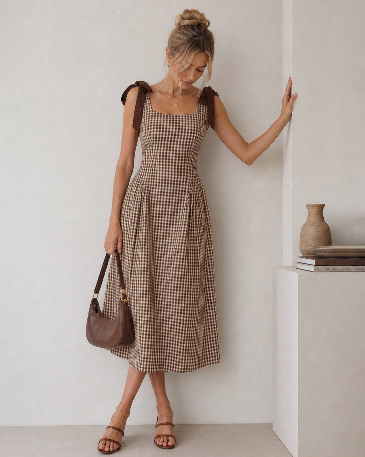 Women's Woven Cotton Midi Dresses - RIHOAS - 02