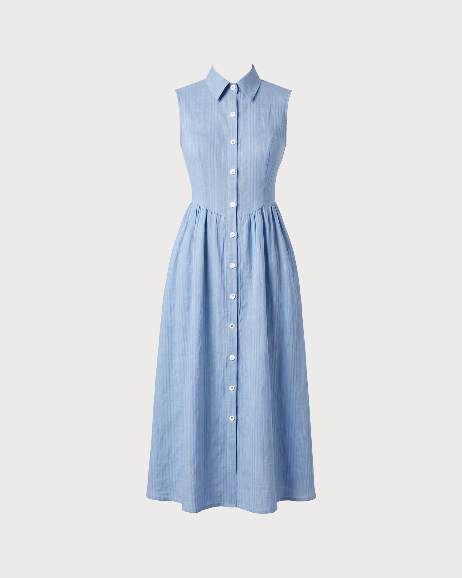 Blue Collar Sleeveless Pockets Midi Dress 03