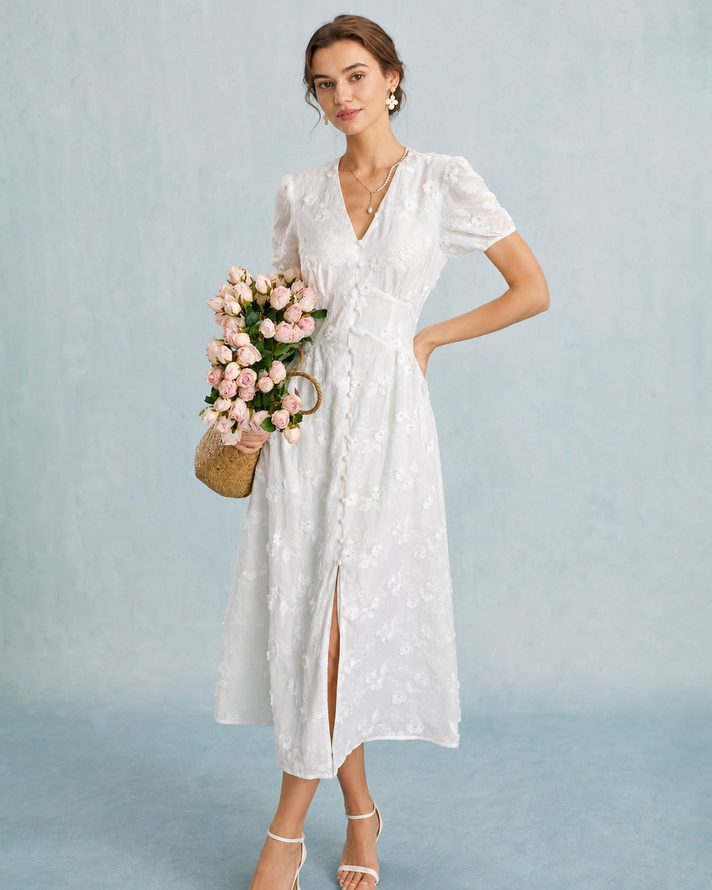Women's Woven Cotton Midi Dresses Dresses - RIHOAS