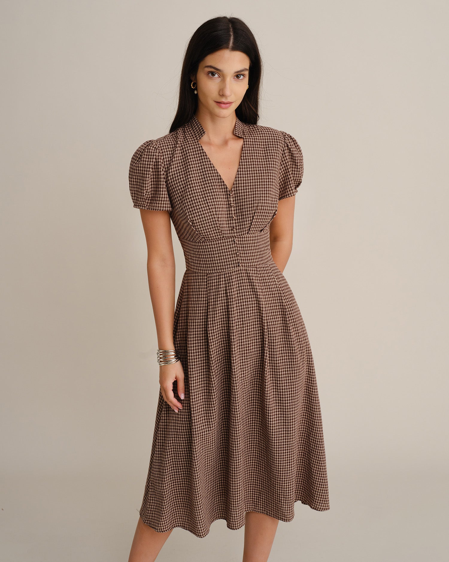 Women's Woven Cotton Midi Dresses - RIHOAS - 02